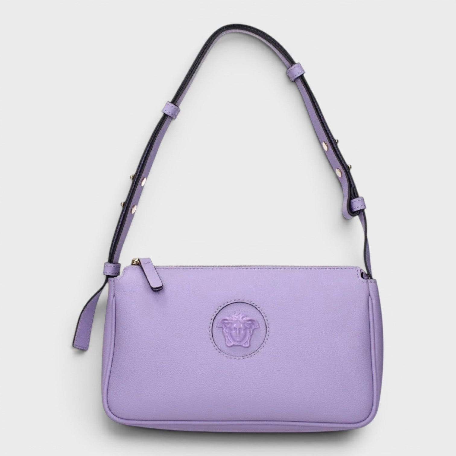 Medusa Head Shoulder Leather Bag Lilac Purple