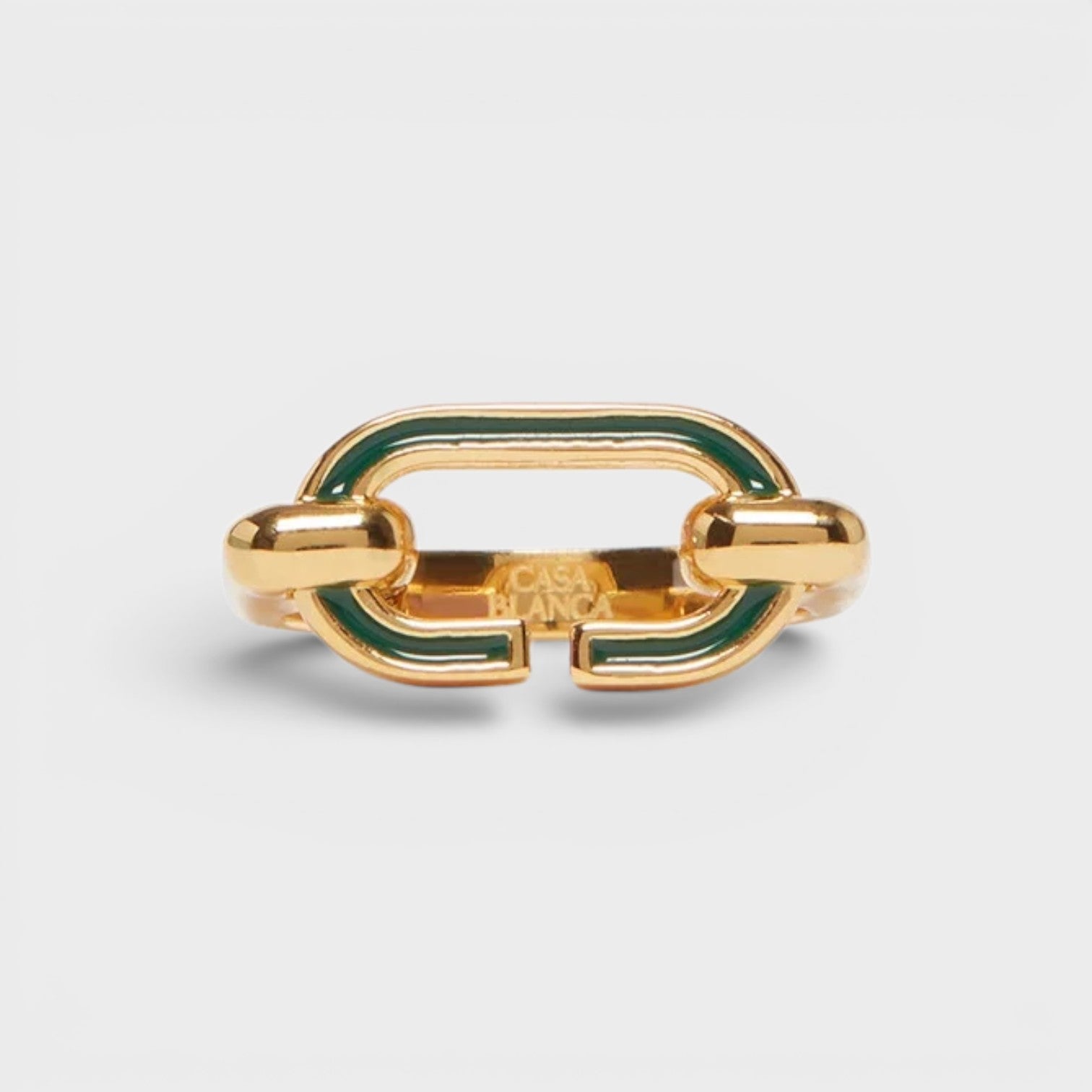 Enamel "C" Link Ring Green Gold