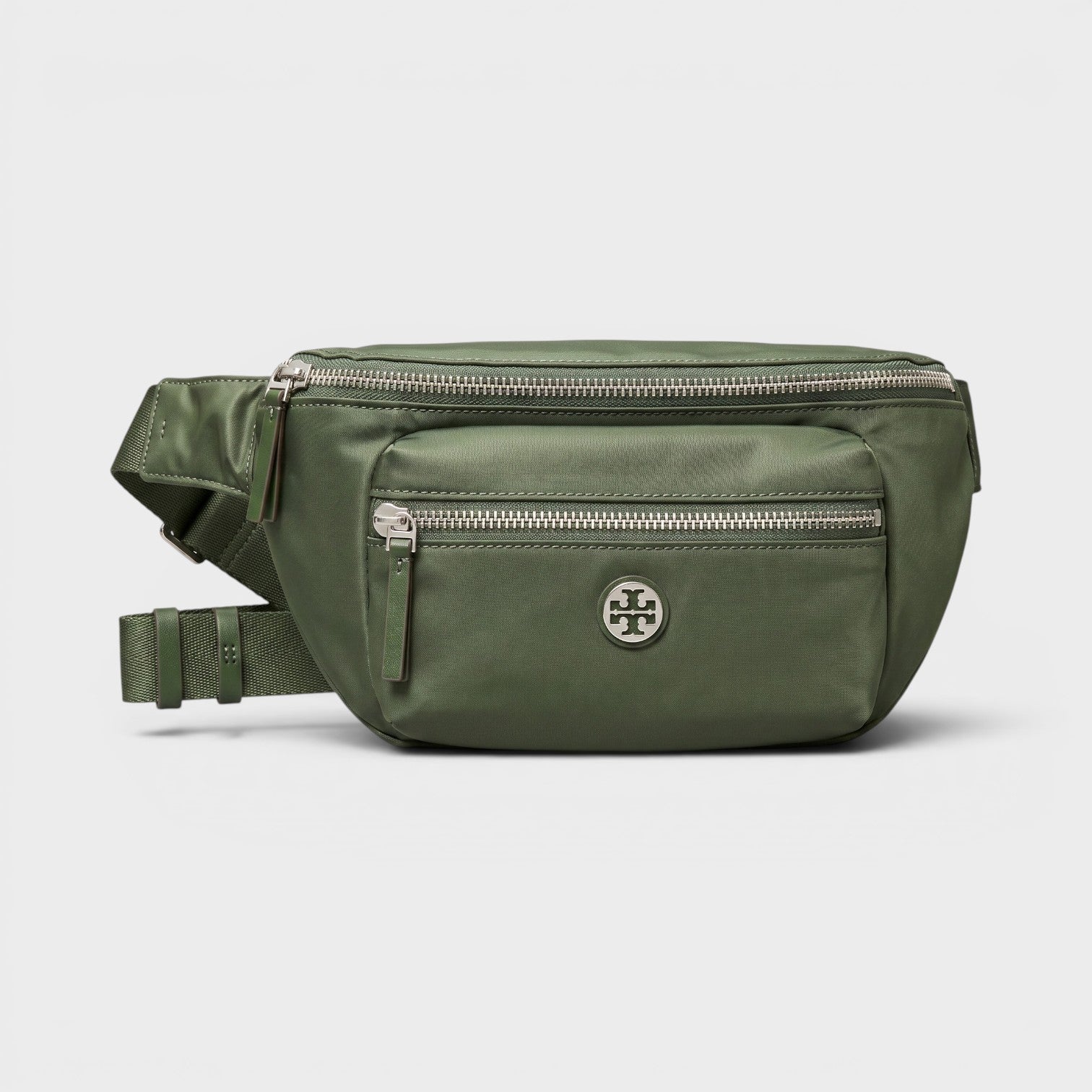 Nylon Mixed Materials Belt Bag Green Khaki