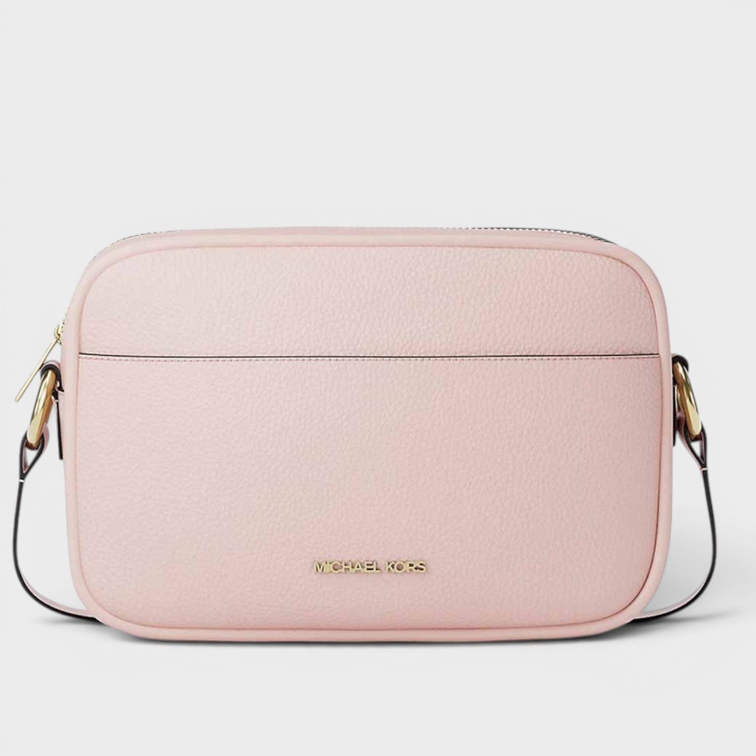 Pebbled Leather Camera Crossbody Bag Rose