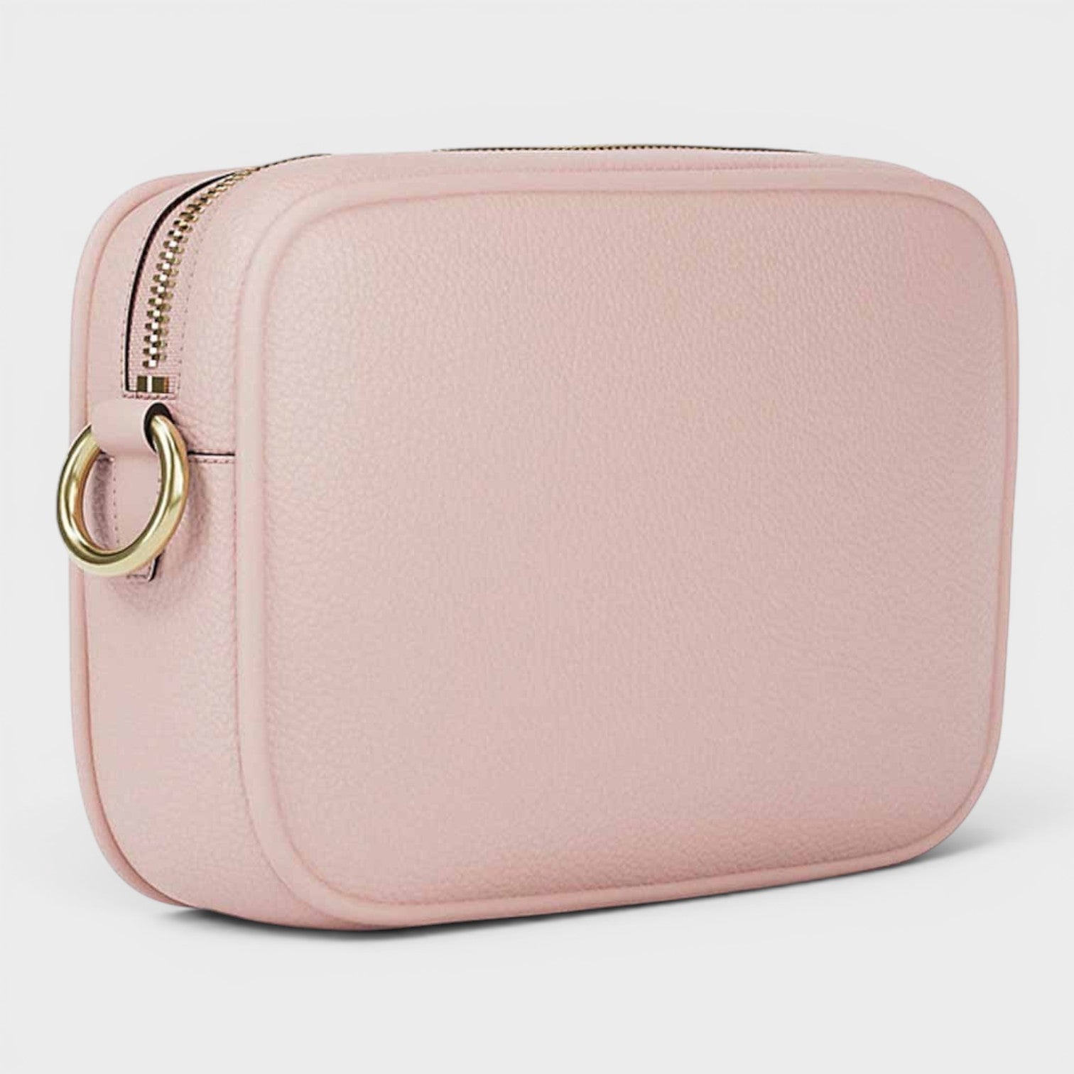 Pebbled Leather Camera Crossbody Bag Rose