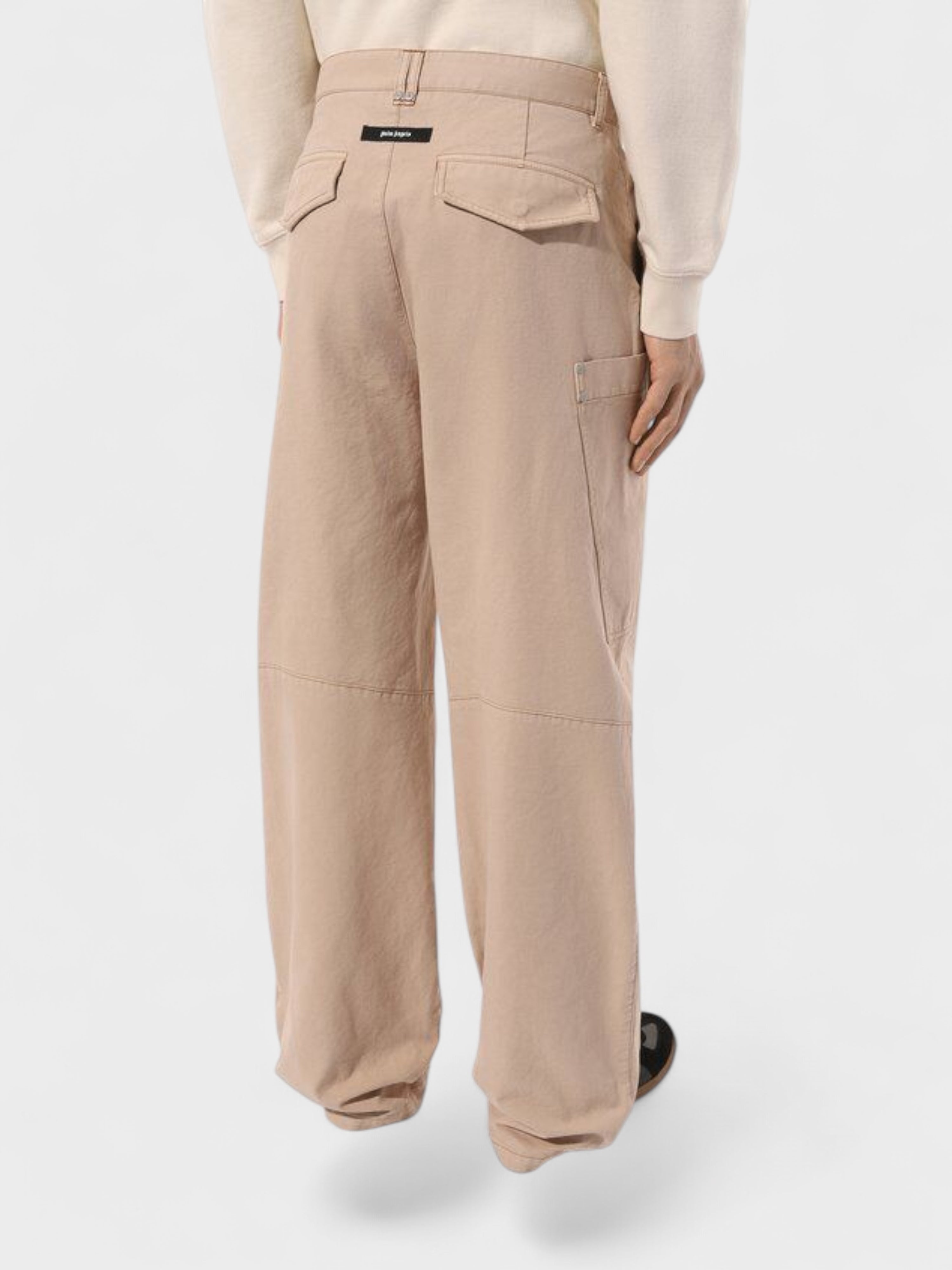 Palm Angels Wide Leg Cargo Trousers Beige