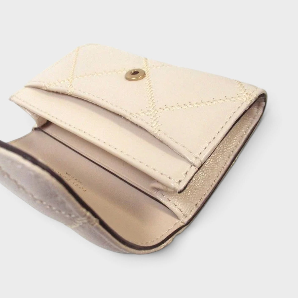 Willa Quilted Card Case Wallet Cream