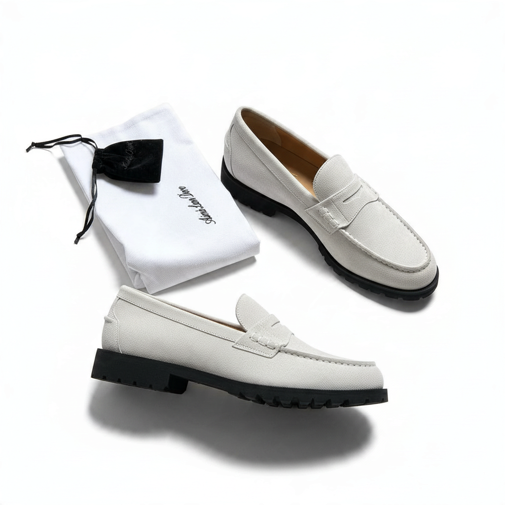 Country Suede Loafer Bone White