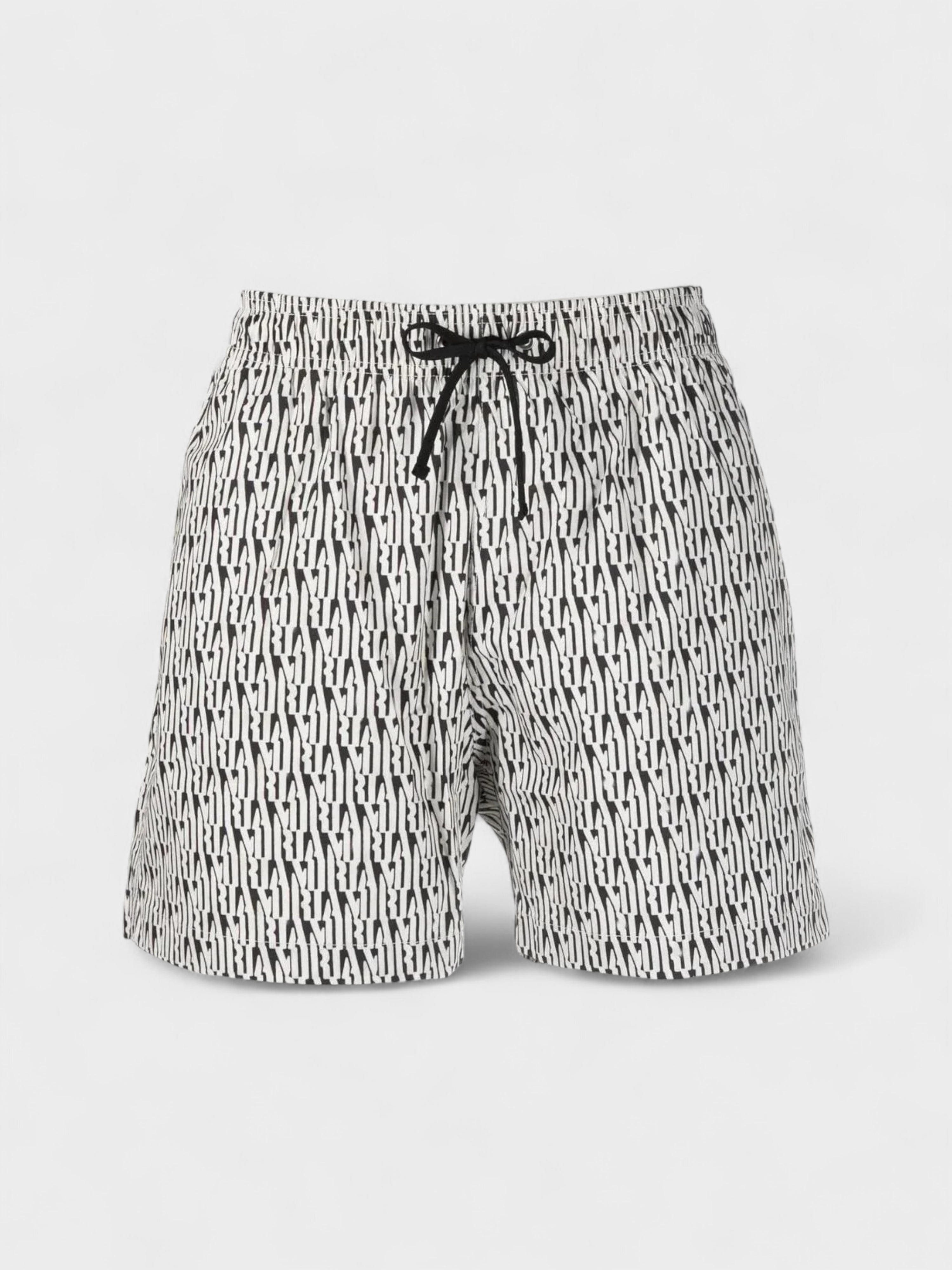 Amiri All Over Swim Trunk Black White