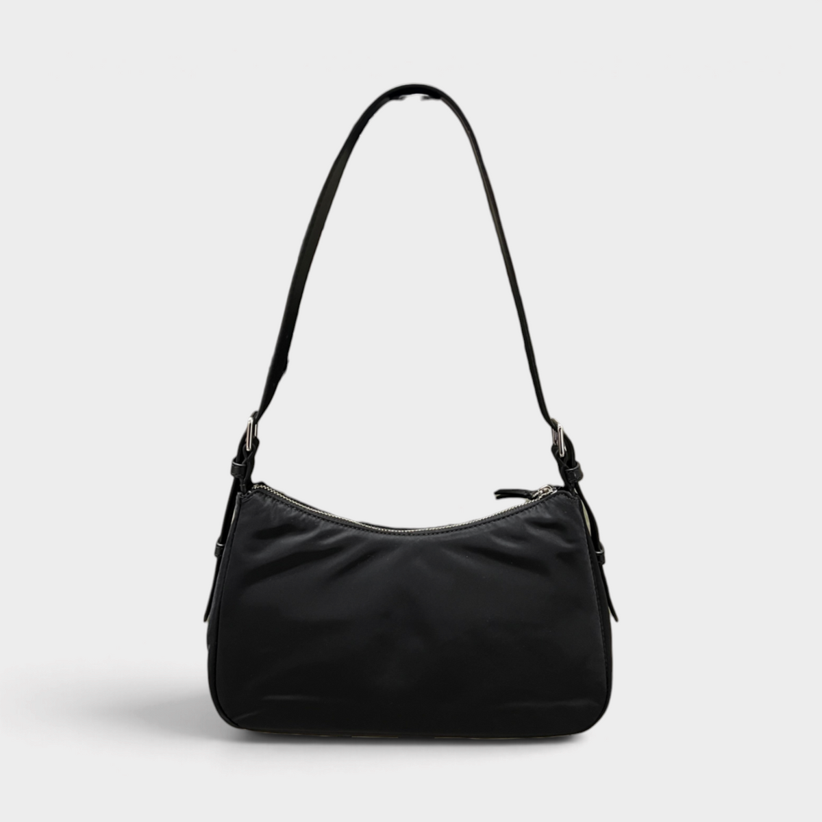 Nylon Zip Tote top Shoulder Bag Black