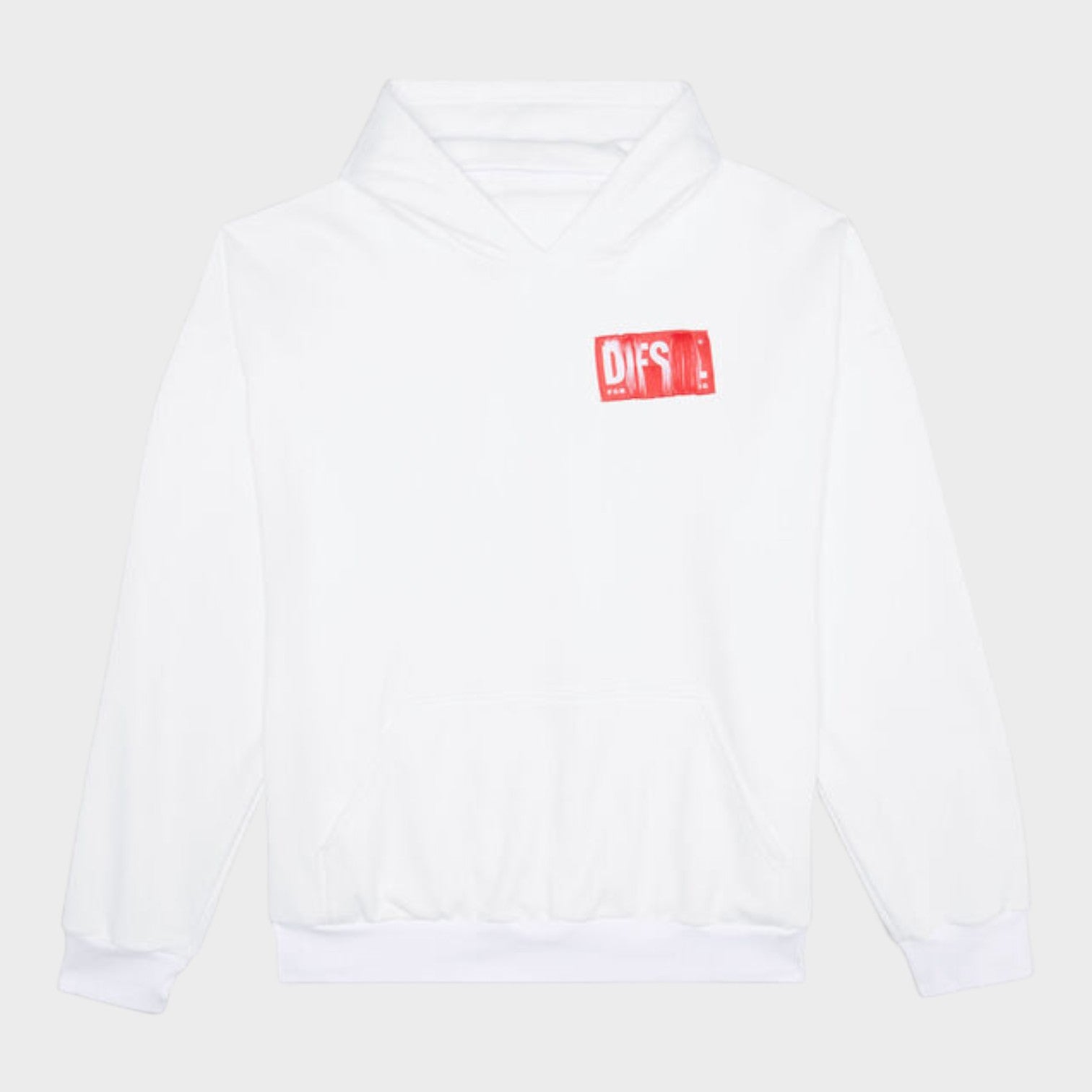 Frayed Logo Patch Hoodie White Red