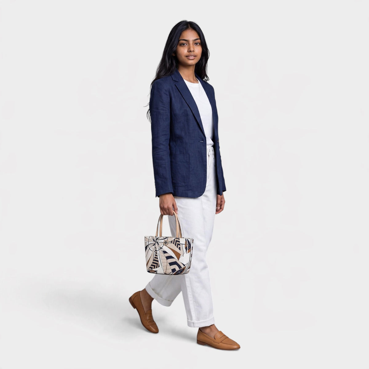 Nylon Printed Mini Tote Beige Sailboat
