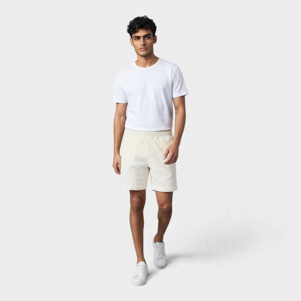 Afador Mix Texture Shorts White Sand