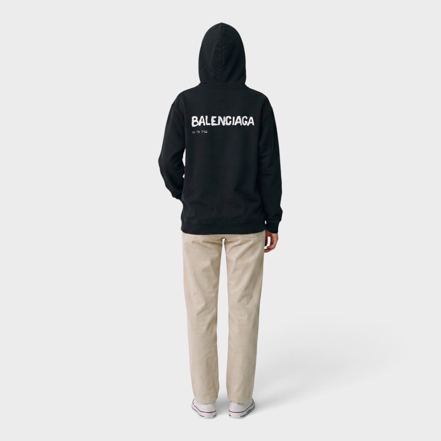 Medium Fit Logo Hoodie Black White