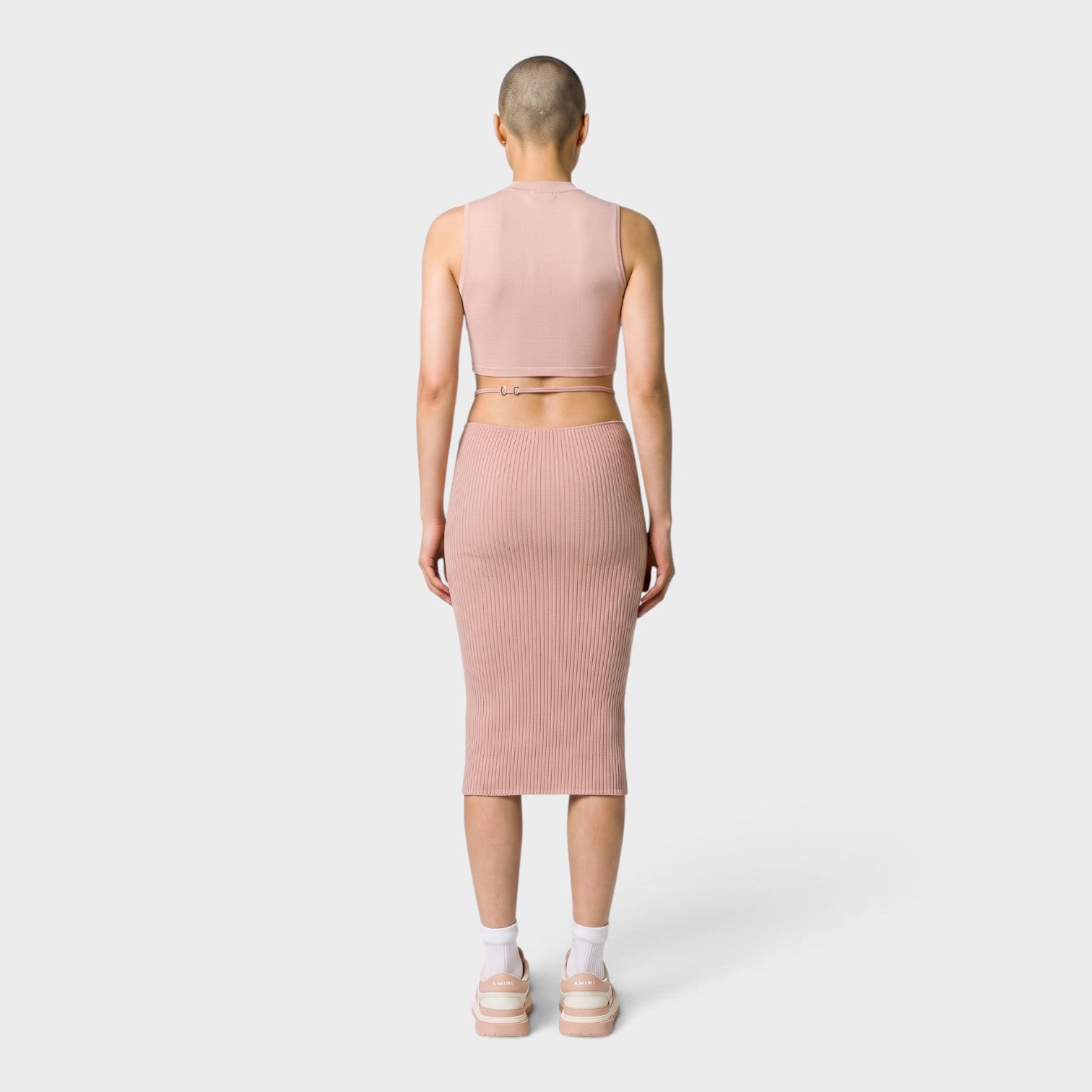 Ribbed Staggered Midi Skirt Pink | Amiri