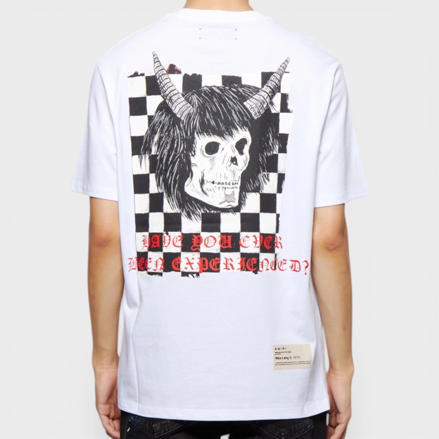 Amiri Wes Lang Checker Skull T Shirt White