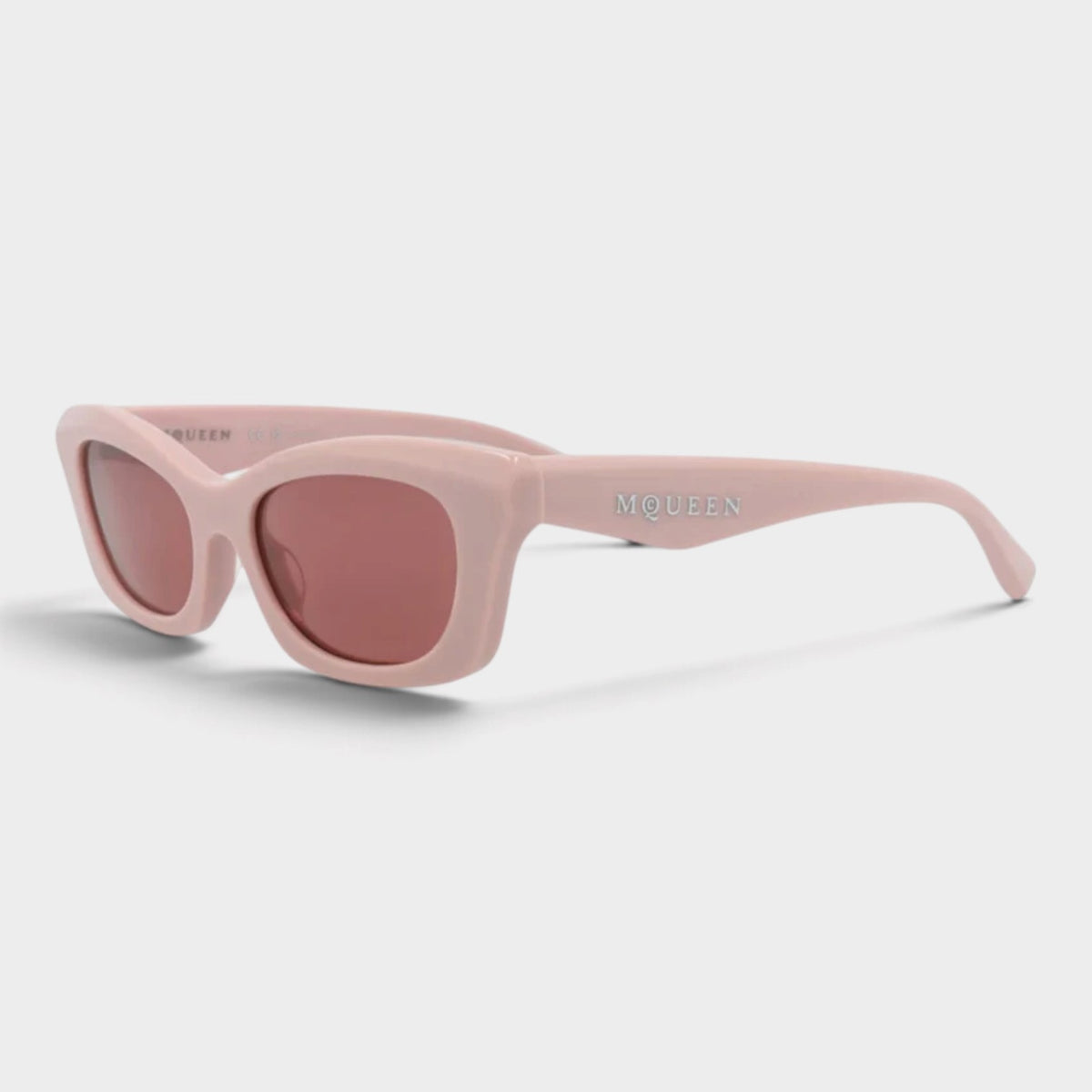 Square Frame Acetate Sunglasses Light Pink Silver