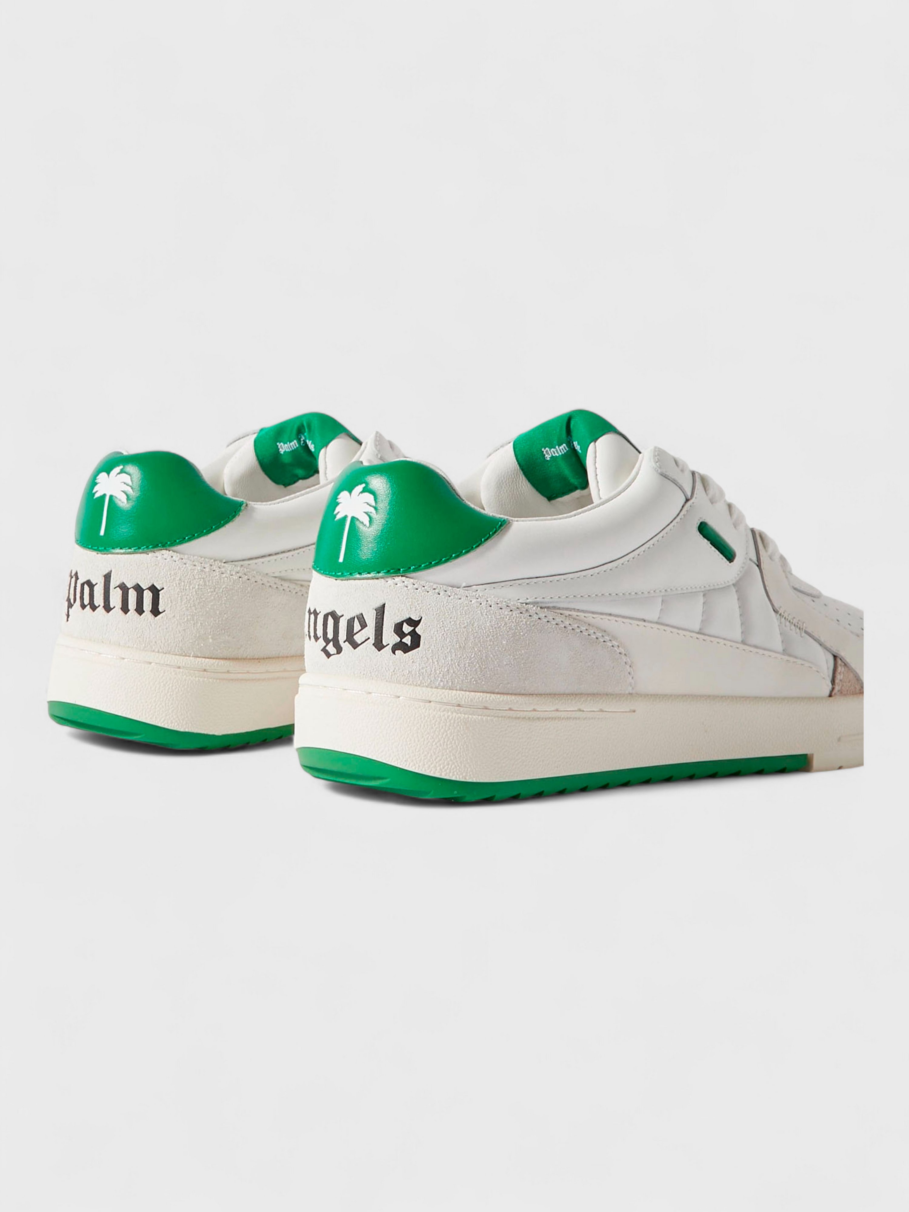 Palm Angels University Suede Trimmed Sneakers White Green