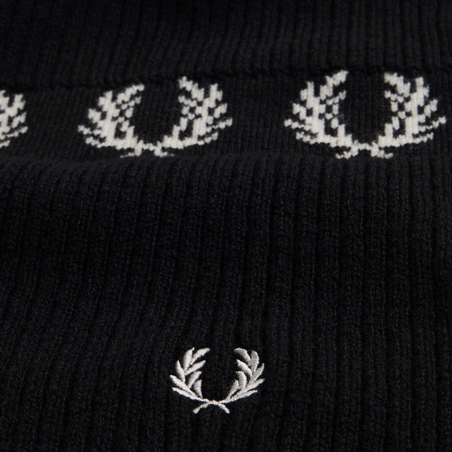 Laurel Wreath Embroidered Beanie Black