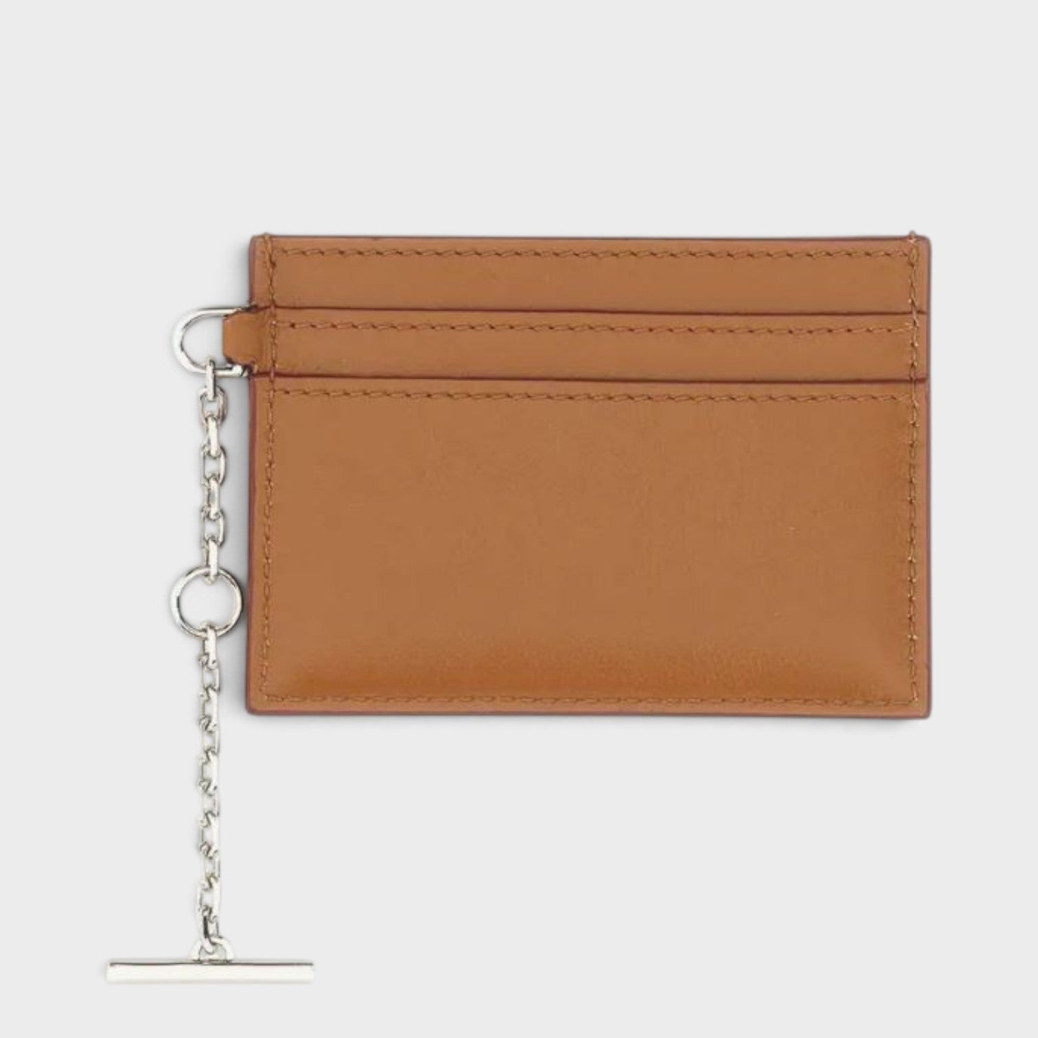 Sling Logo Card Holder Leather Brown