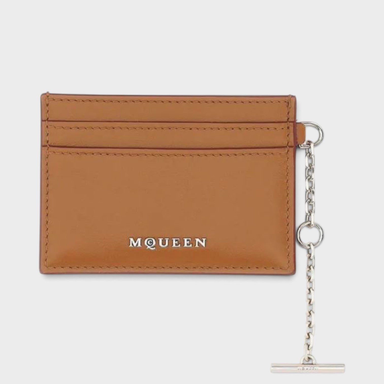 Sling Logo Card Holder Leather Brown