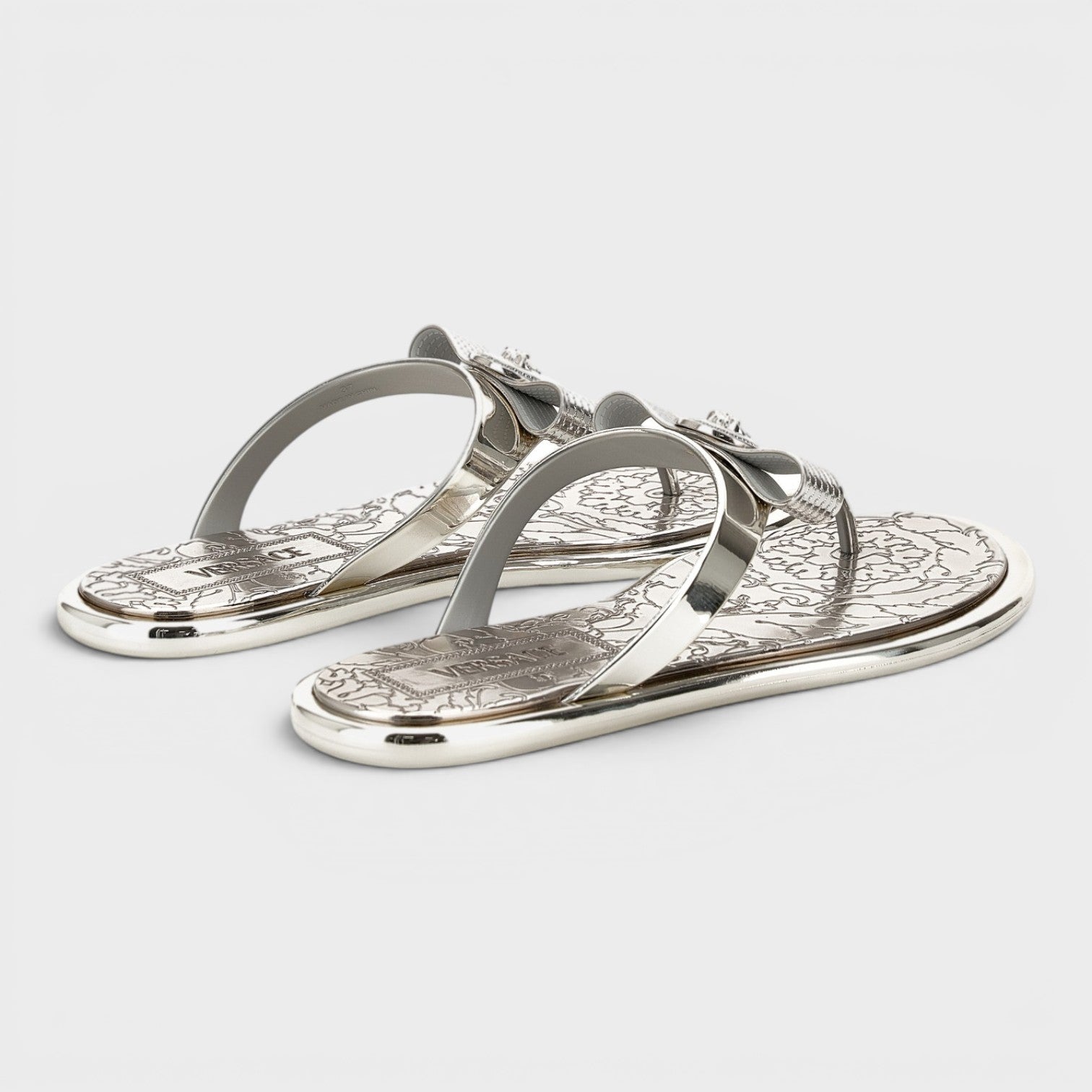 Gianni Ribbon Slides Rubber Silver Palladium