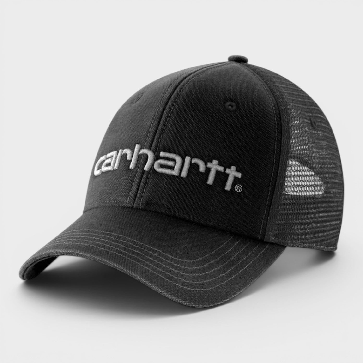 Canvas Mesh-Back Logo Graphic Cap Black Grey