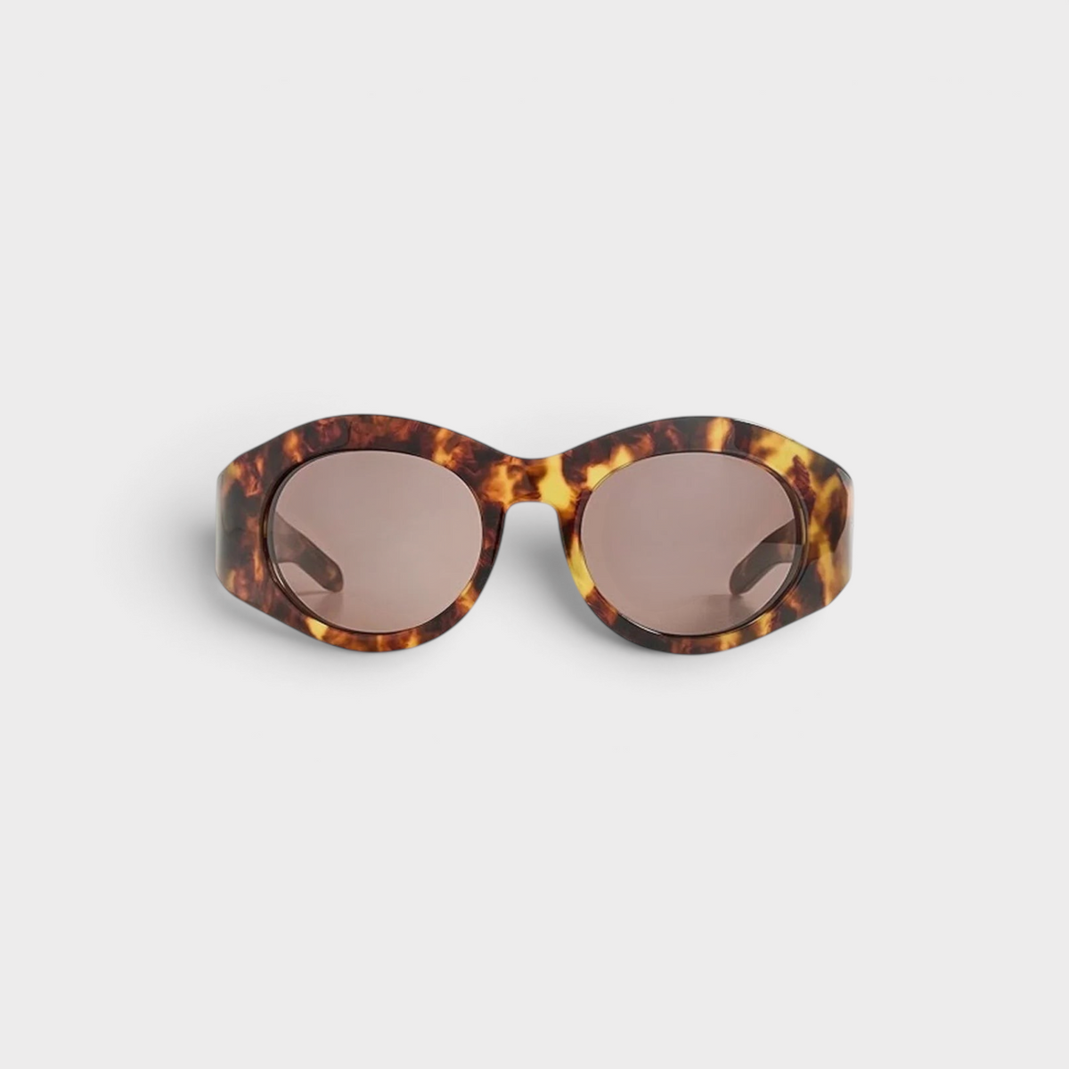 Round Goggle Acetate Sunglasses Brown