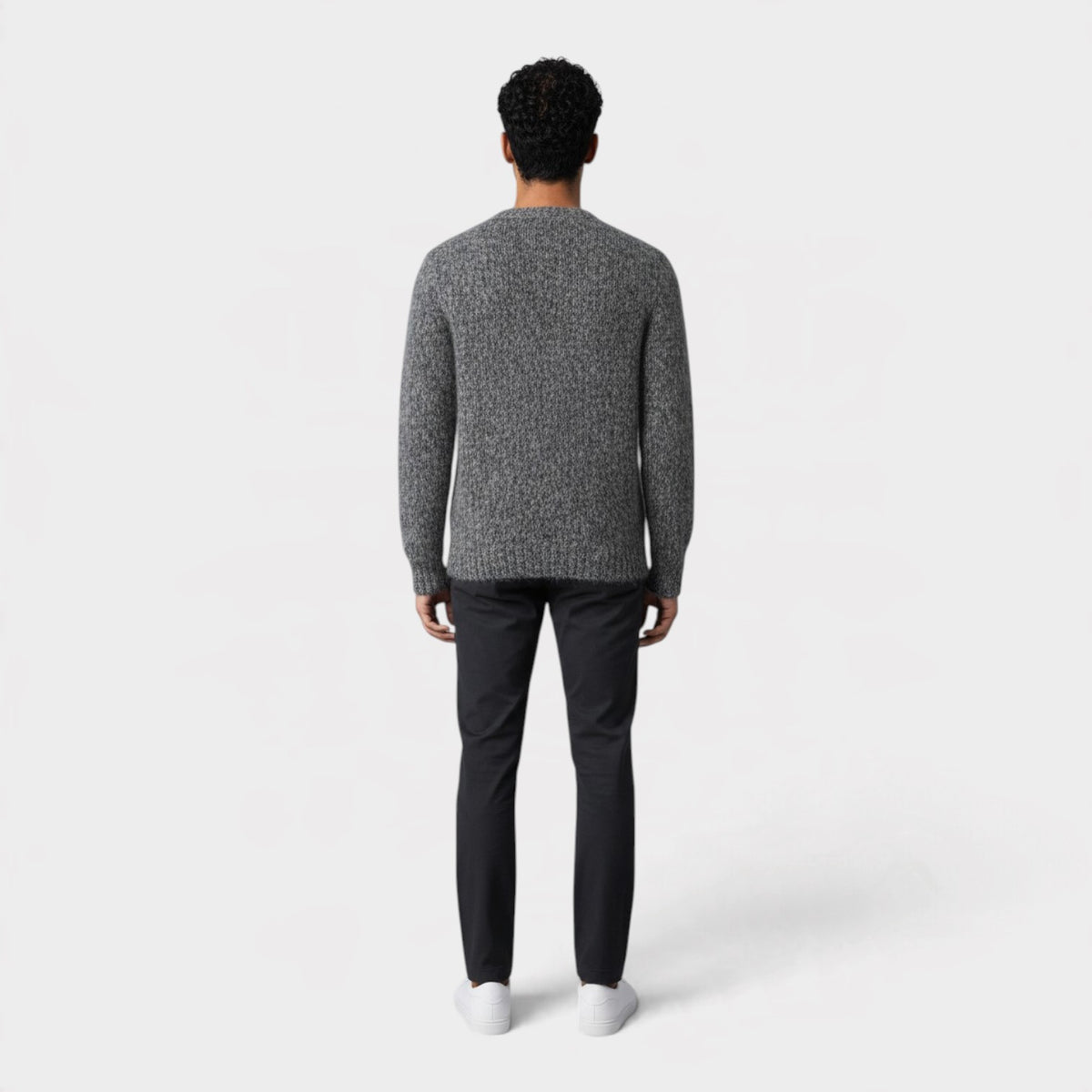 Cashmere Blend Crewneck Sweater Charcoal Melange