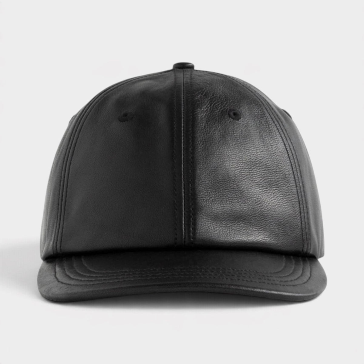 Leather Baseball Hat Jet Black