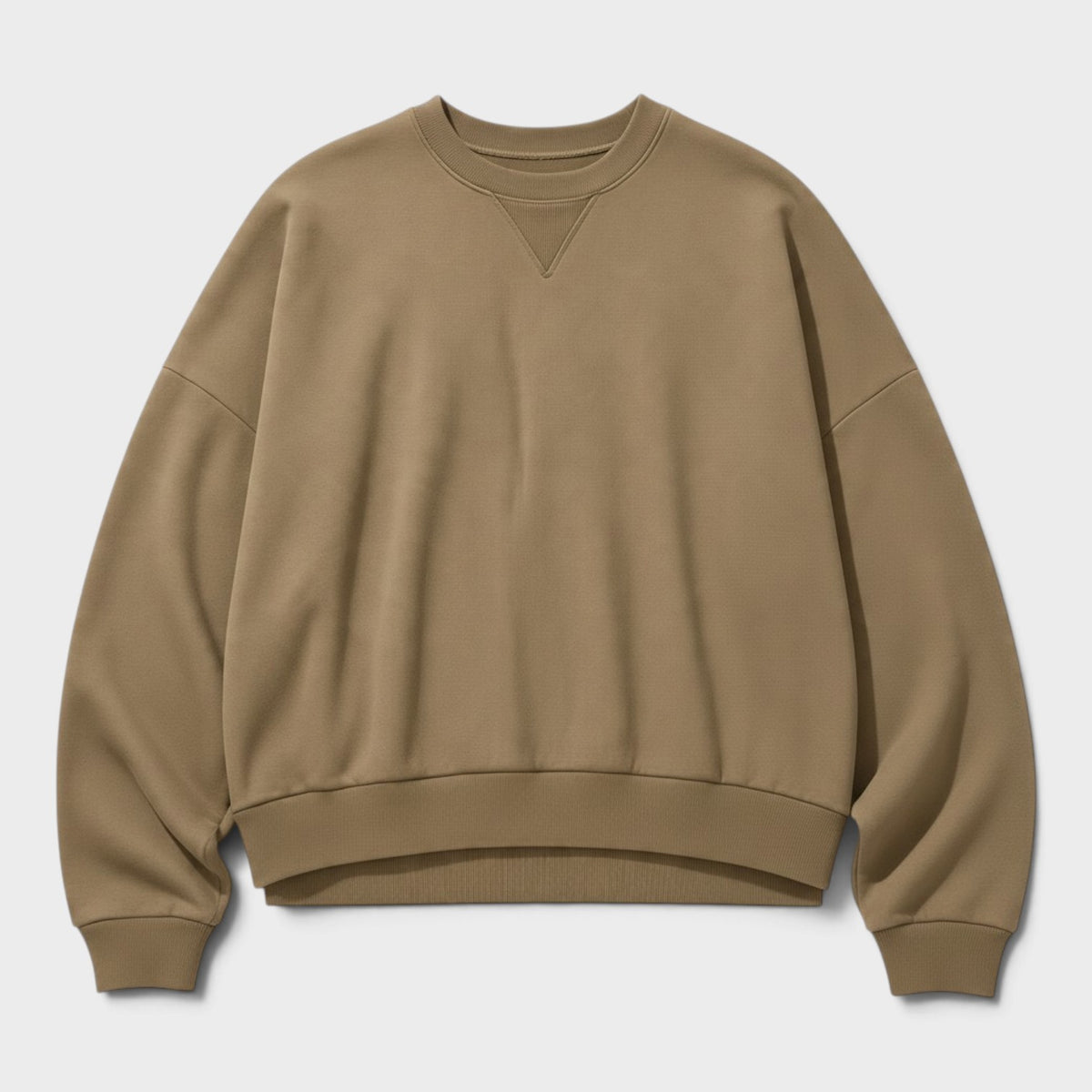 Boxy Fit Crew Sweatshirt Taupe Brown