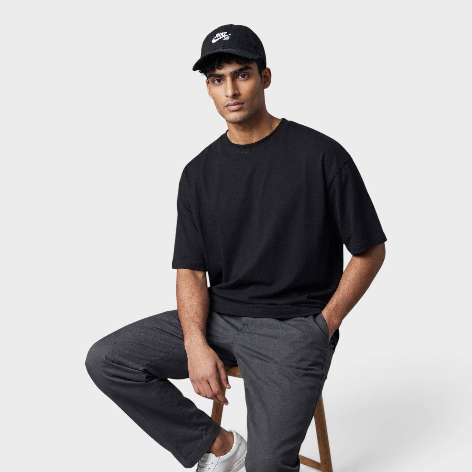 Logo SB Club Unstructured Skate Cap Black White