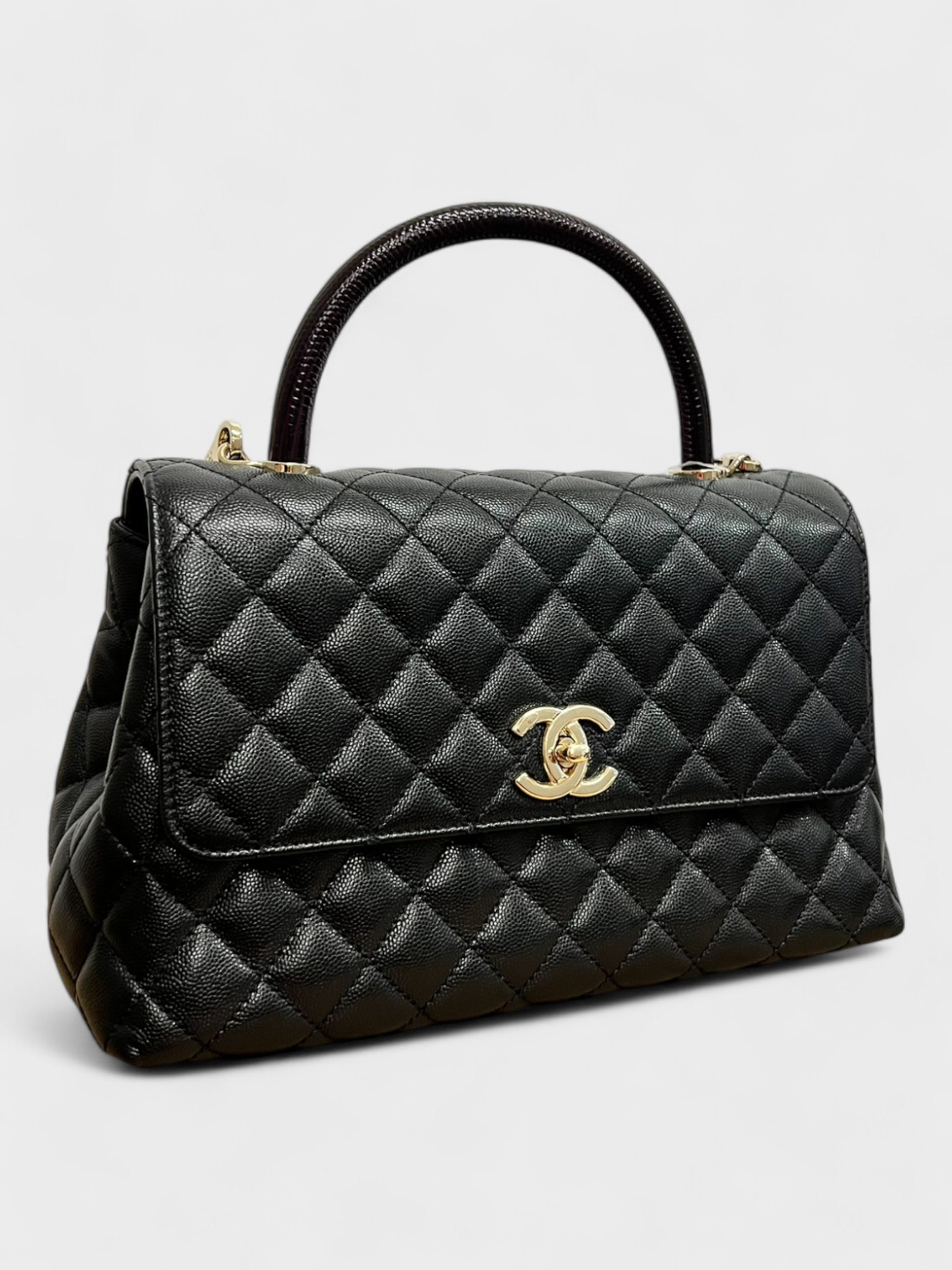 Chanel Coco Medium Top Handle Bag Black Caviar