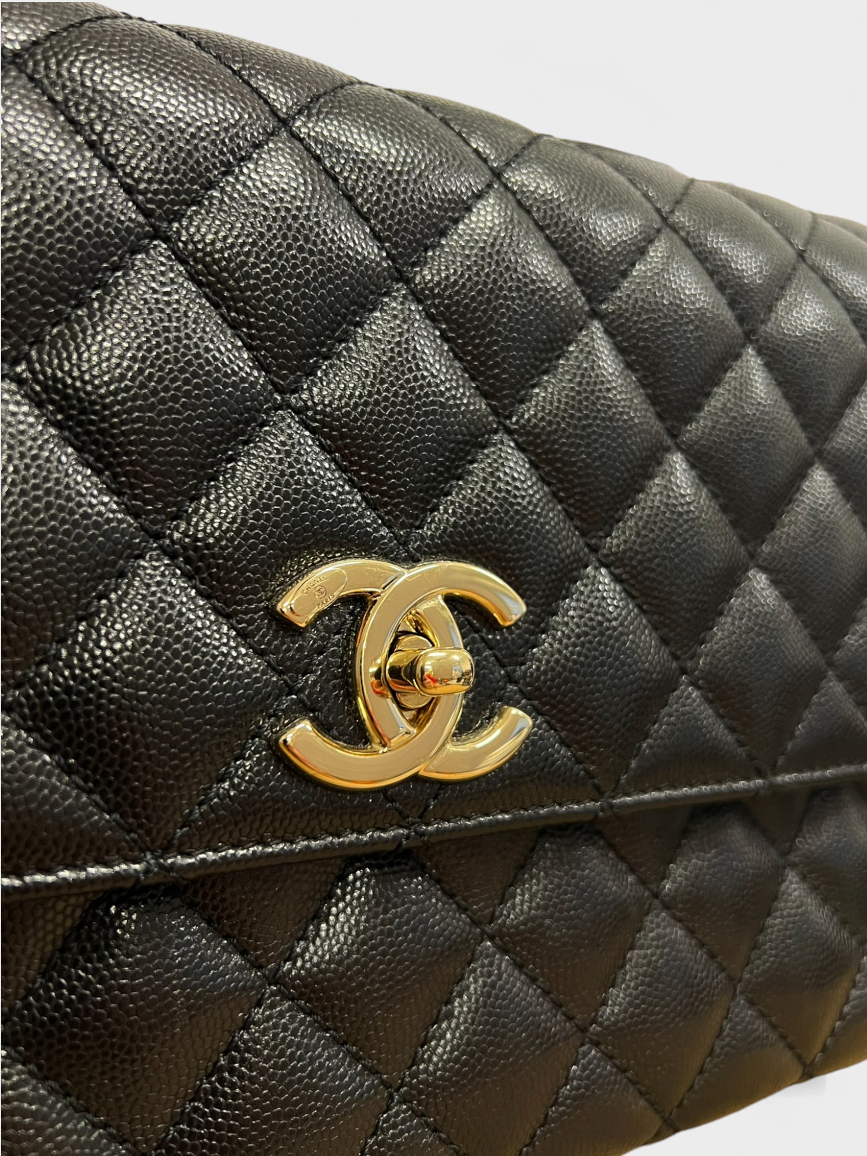 Chanel Coco Medium Top Handle Bag Black Caviar