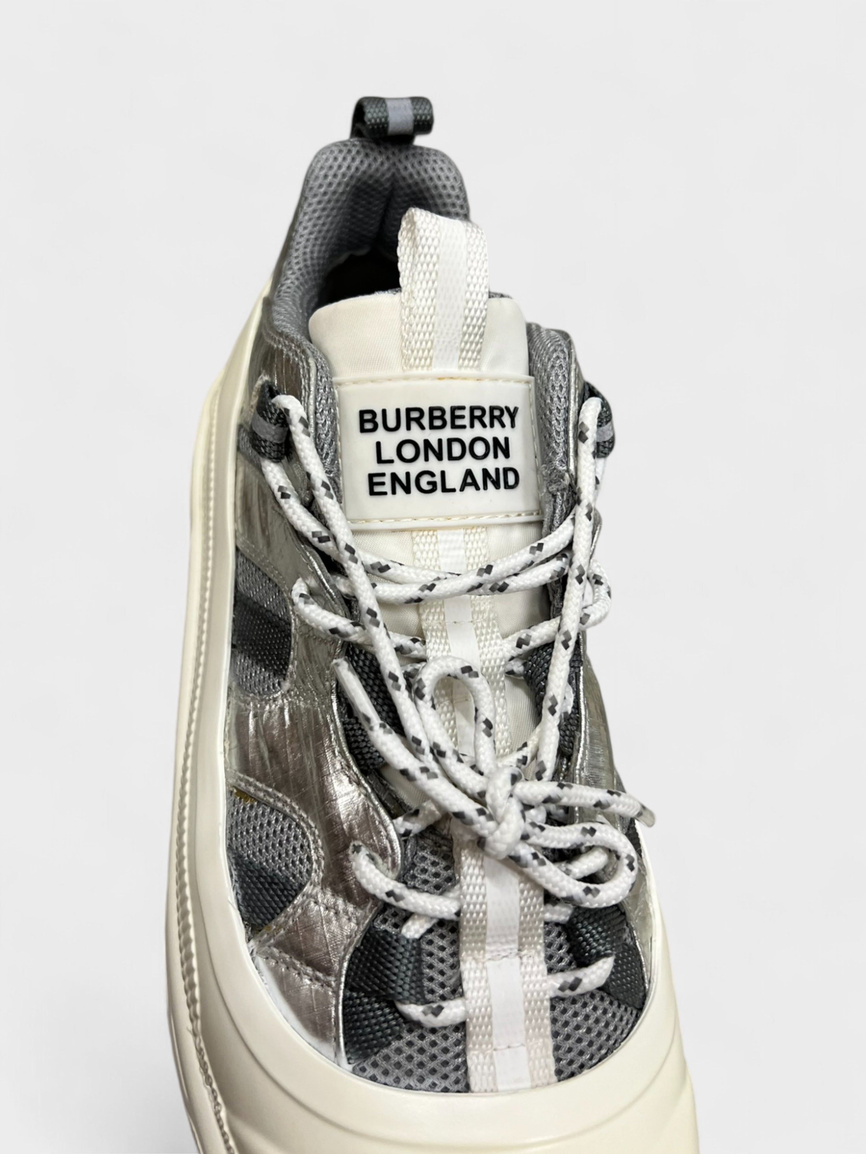 Burberry Low Top Sneakers White Silver