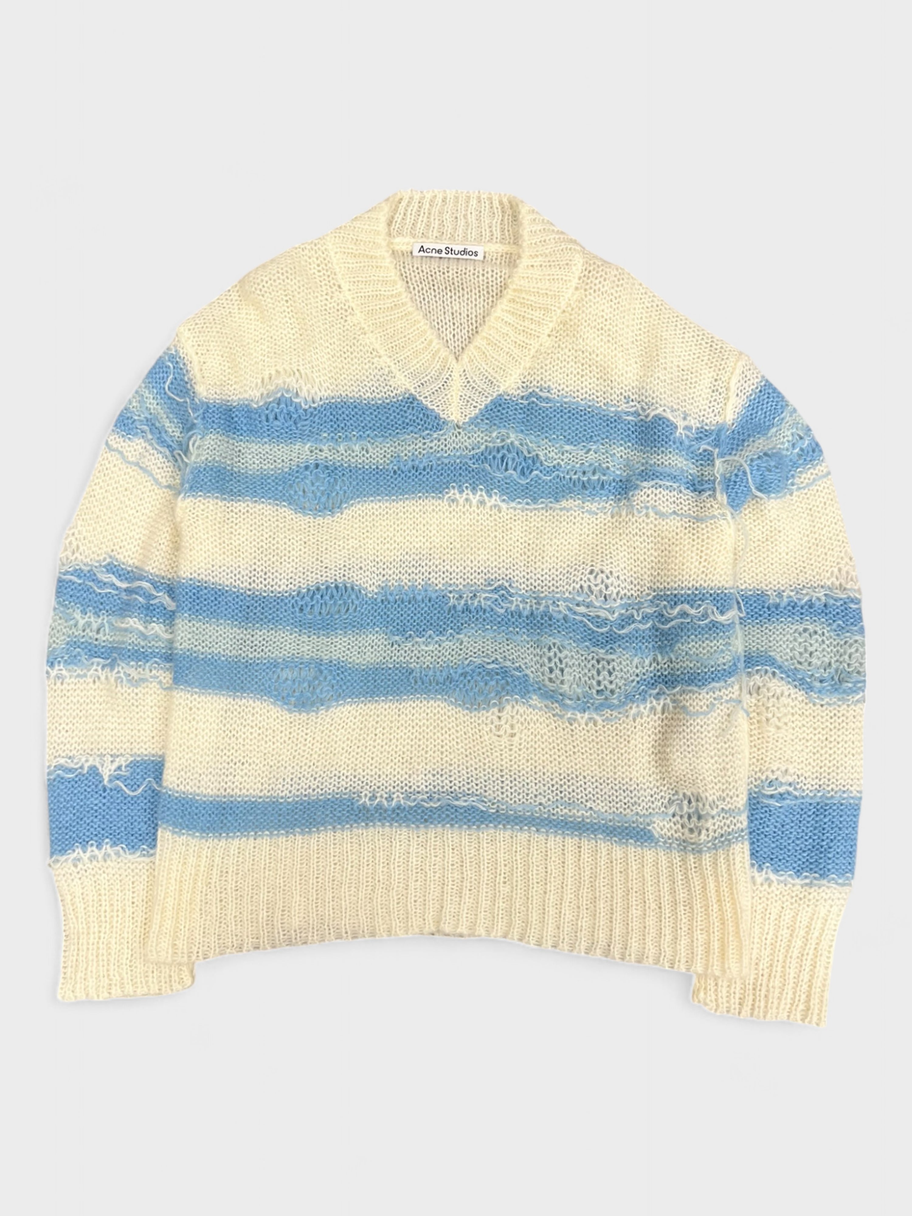 Acne Studios Distressed Mohair Knit Sweater White / Blue