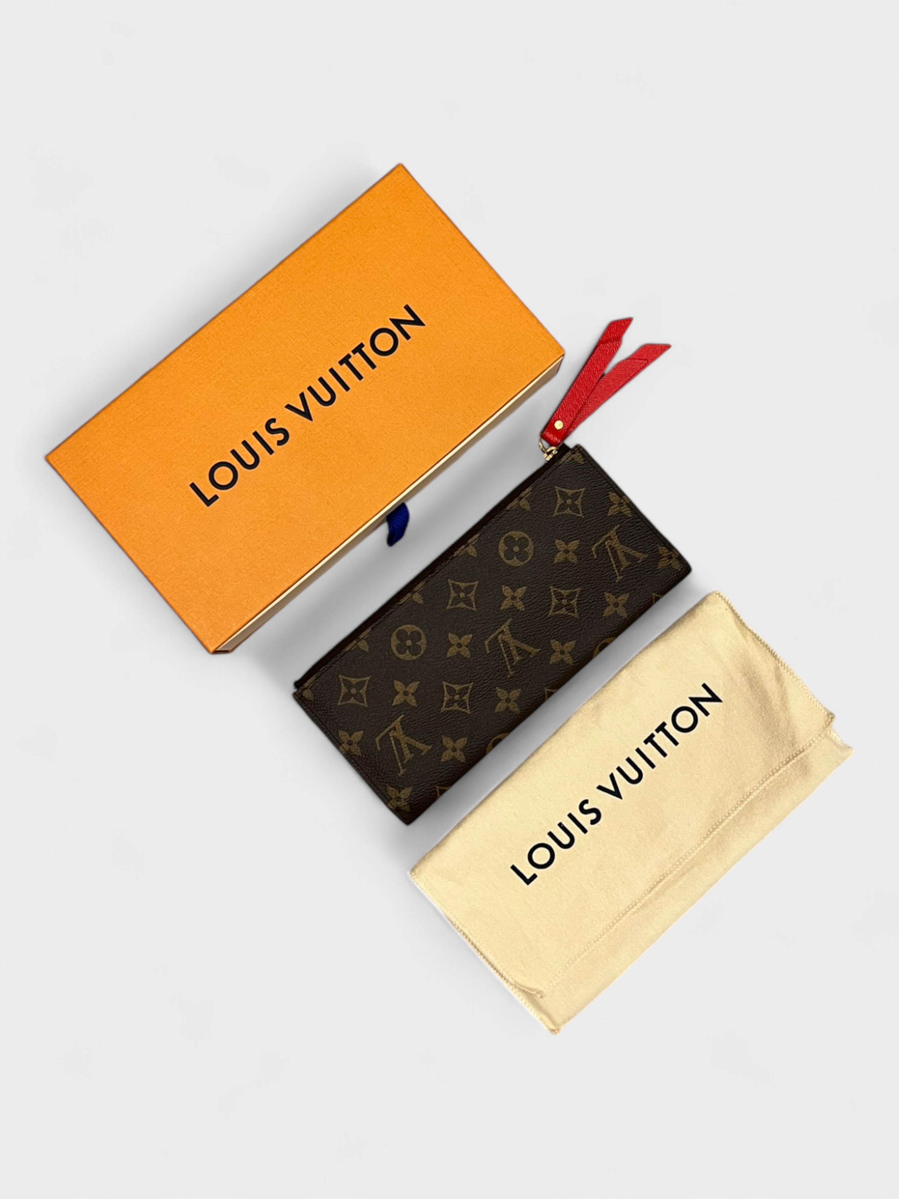 Louis Vuitton Monogram Portefeuille Adele Long Wallet Brown Red