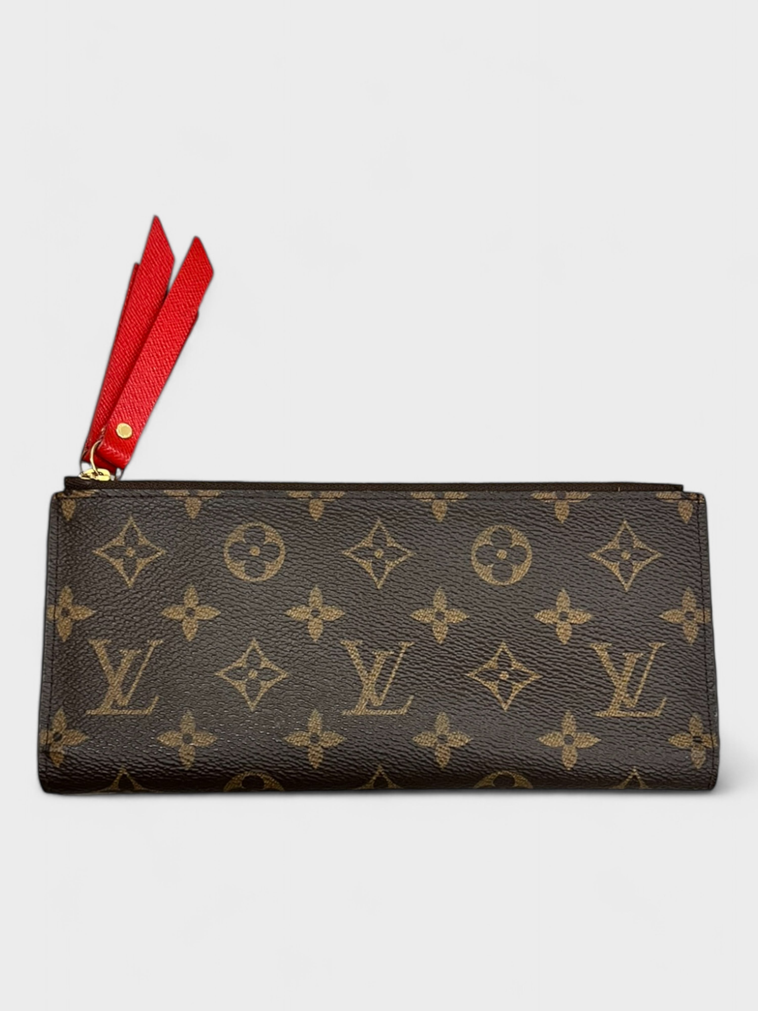 Louis Vuitton Monogram Portefeuille Adele Long Wallet Brown Red