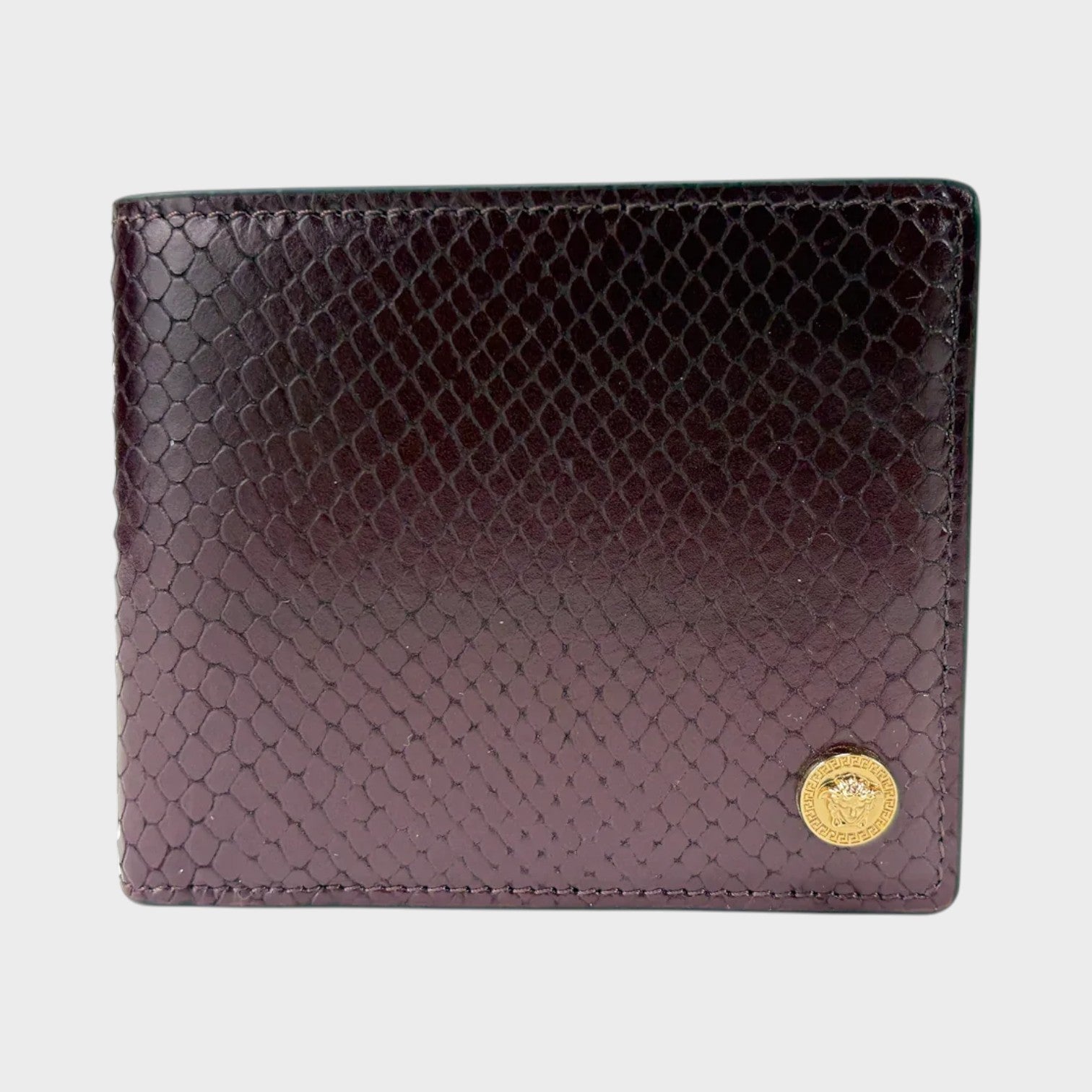 Medusa Leather Bi-fold Leather Wallet Garnet Brown