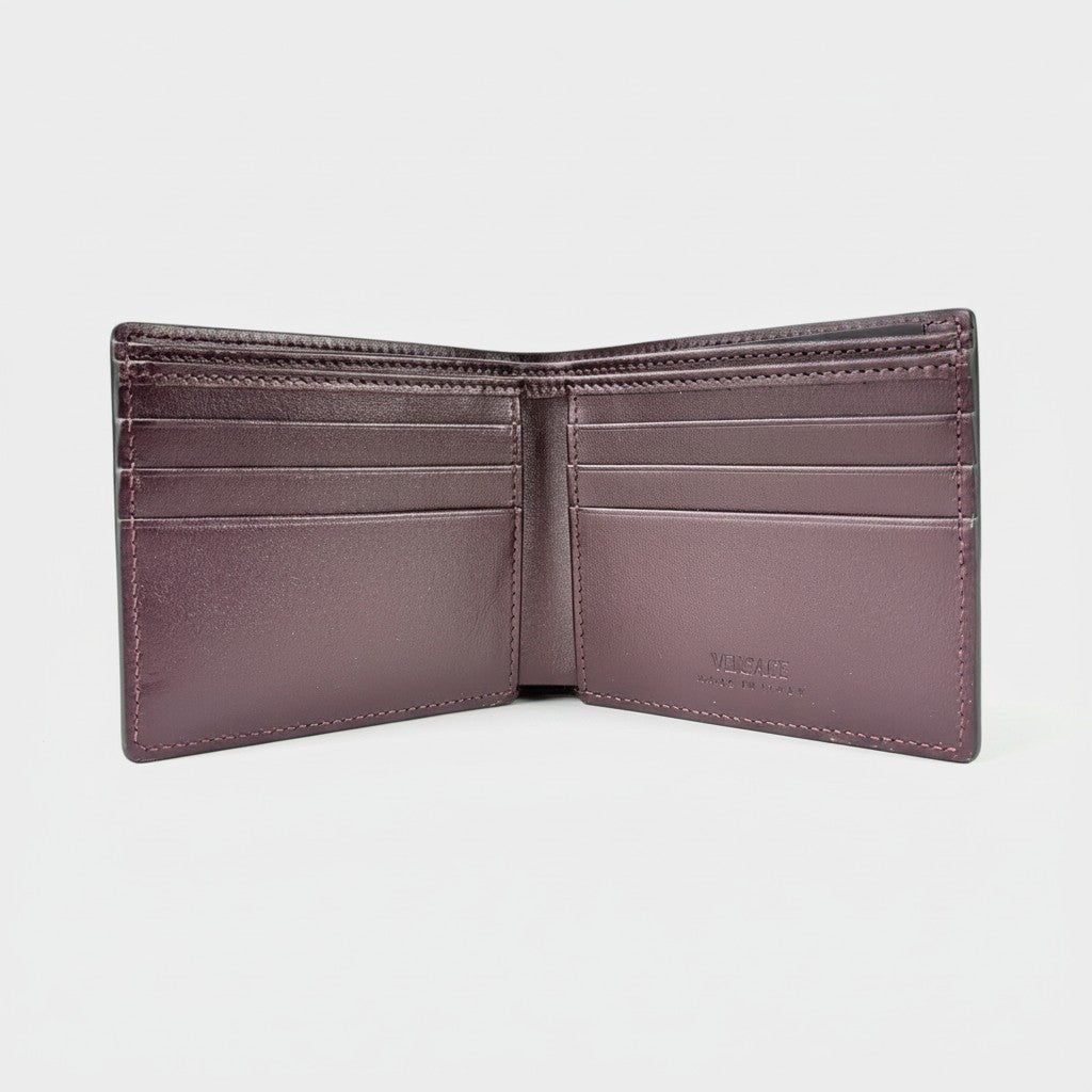 Medusa Leather Bi-fold Leather Wallet Garnet Brown