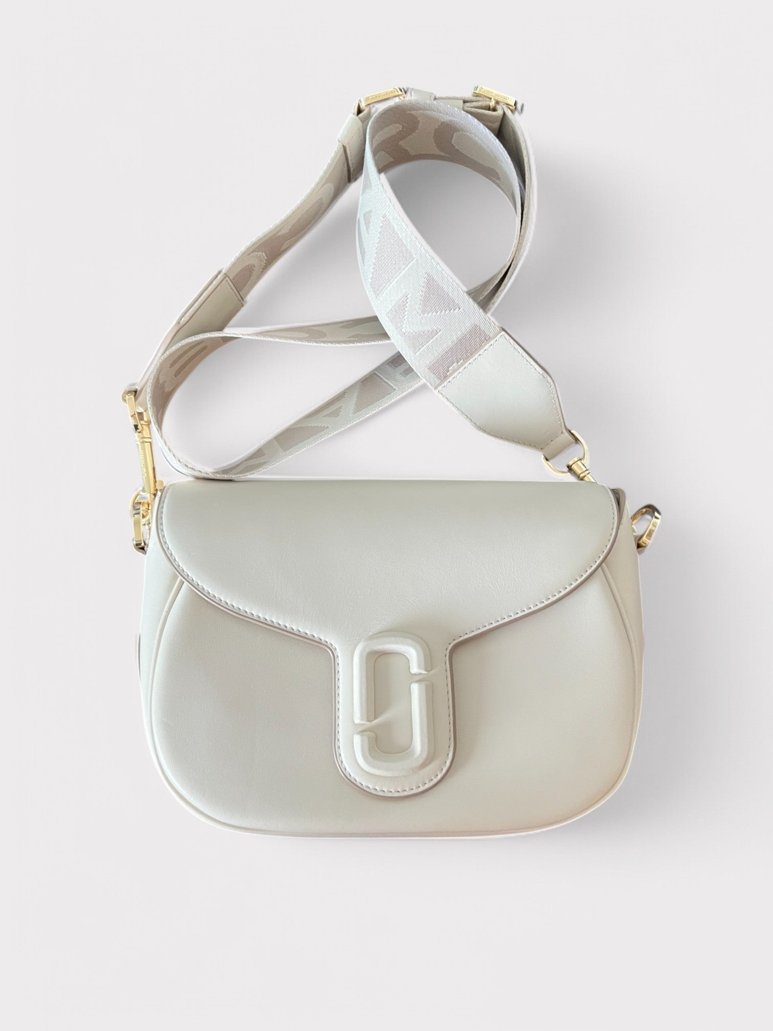 Marc Jacobs Tracolla Saddle Cross Body Bag White Pony