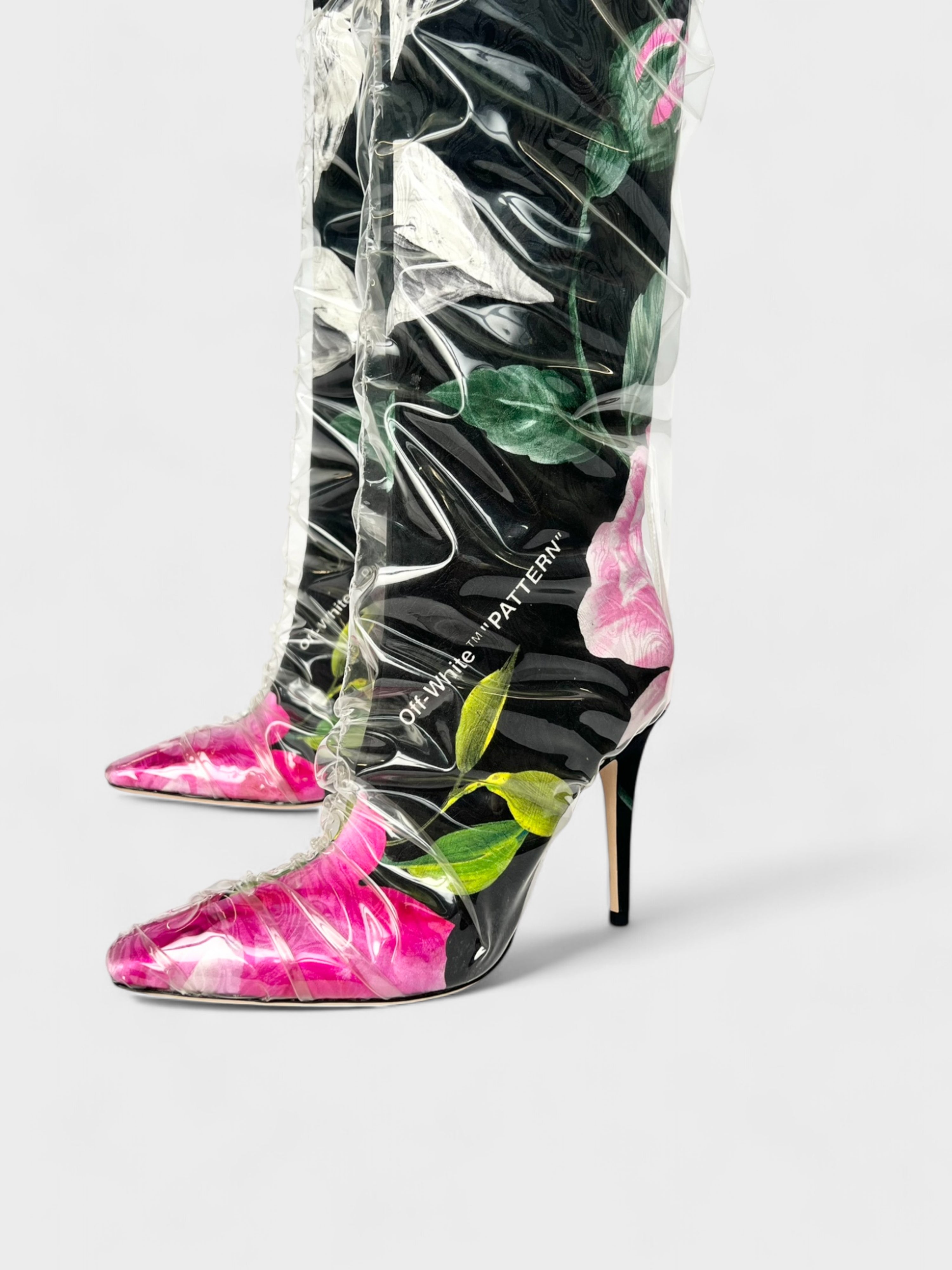 Off White x Jimmy Choo Knee High Floral Boot