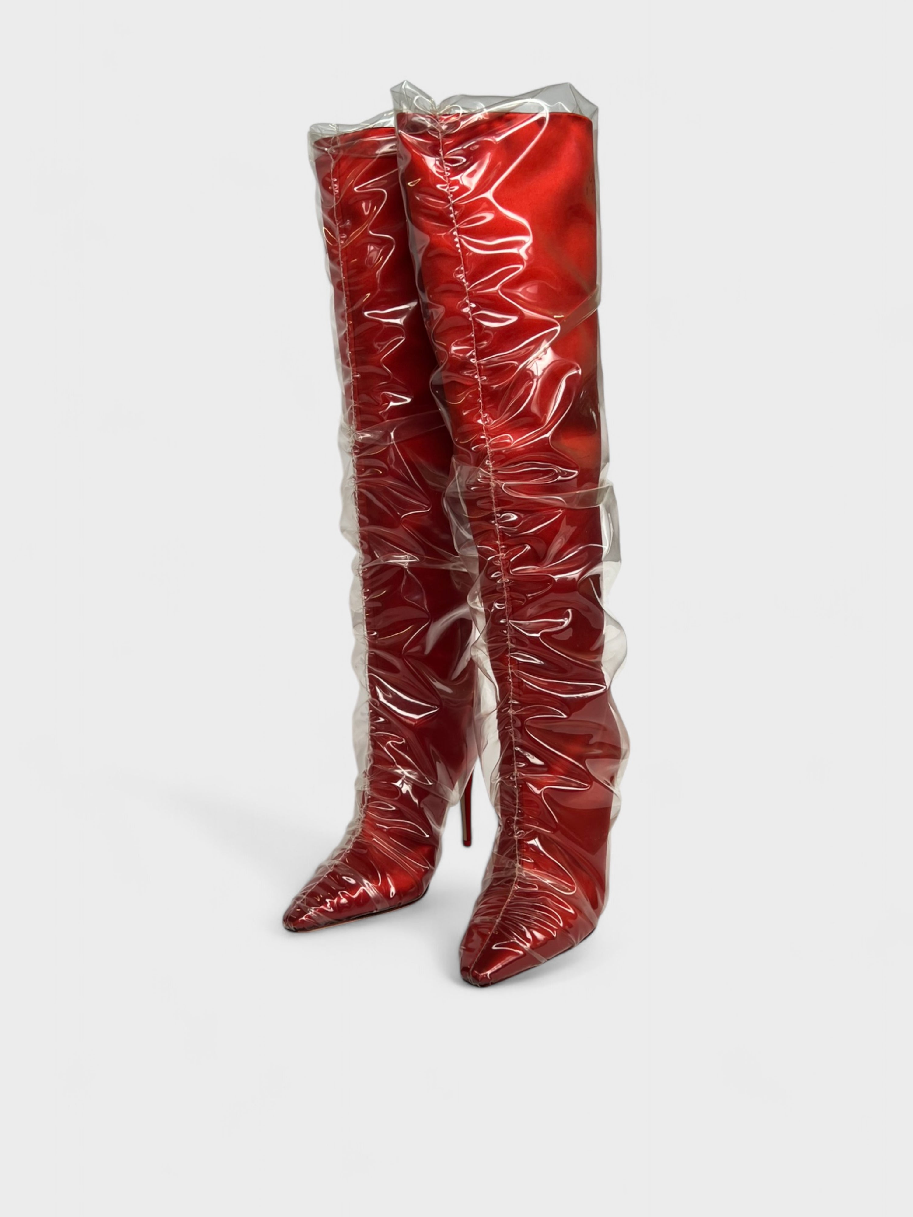 Off-White X Jimmy Choo Elisabeth 100 Knee High Boots Red