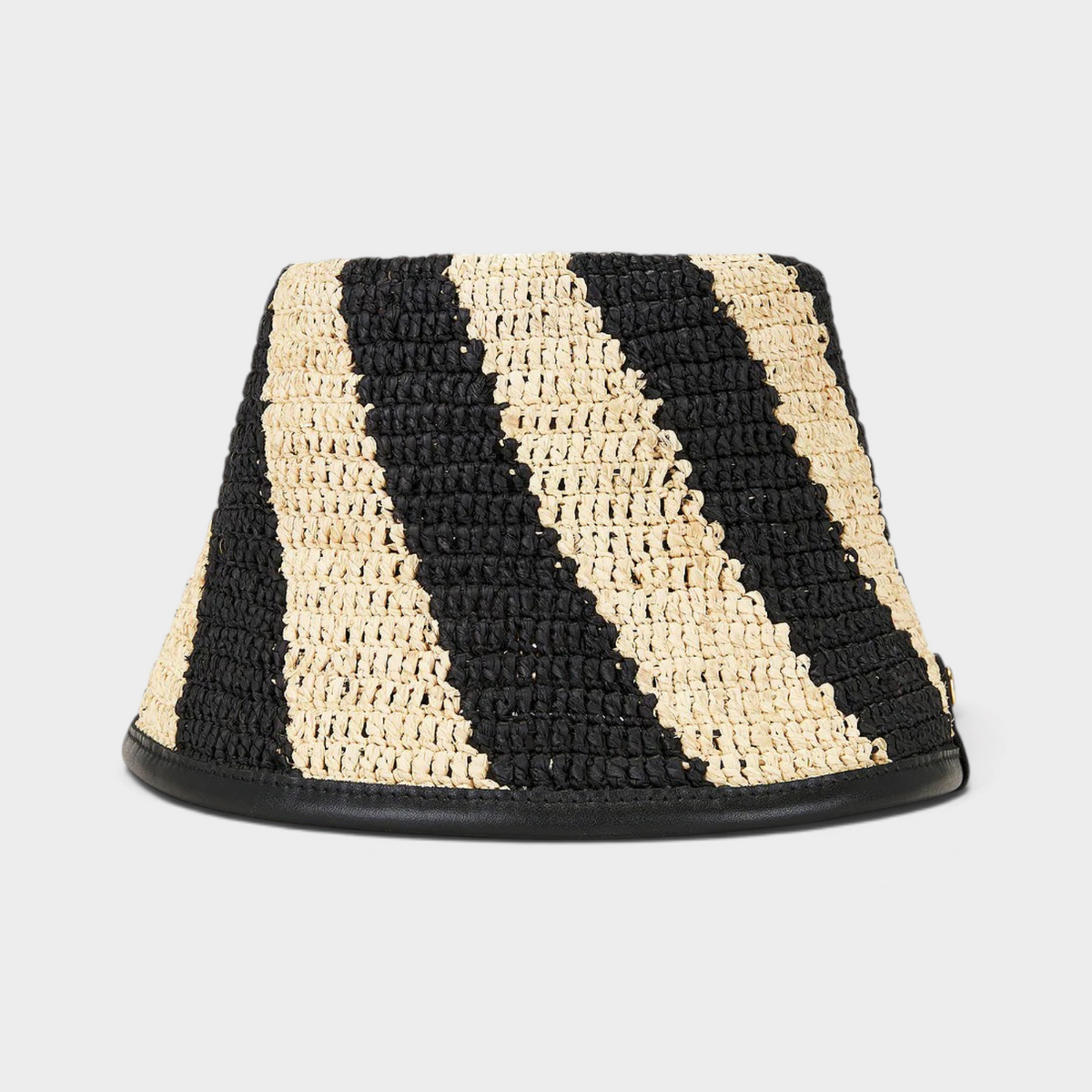 Supplied Fashion Le Bob Soli bucket hat with black and beige striped woven jacquard and sequin embroidery