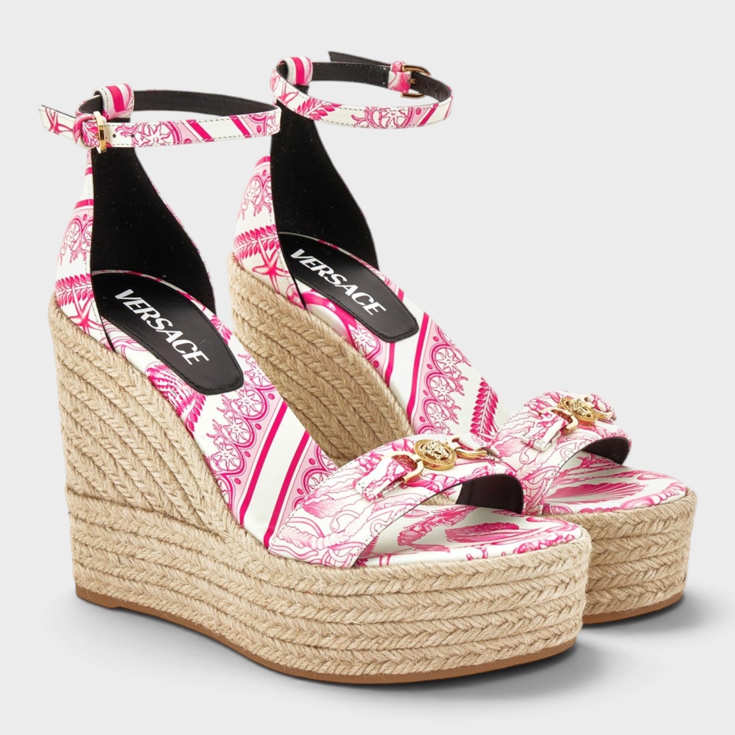 Medusa Platform Espadrilles Pink White Gold