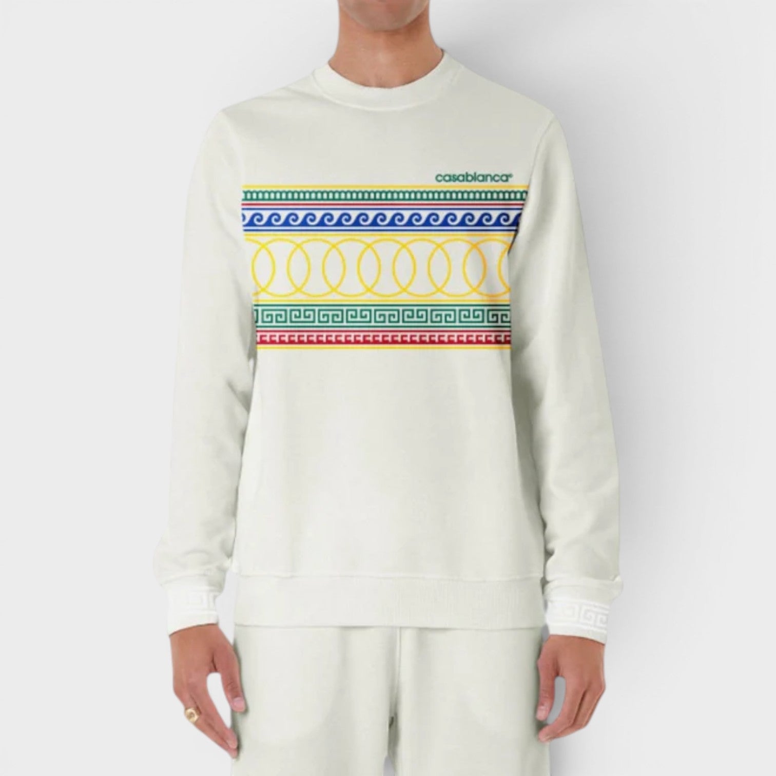 Les Anneaux Olympic Rings Screen Print Sweatshirt White