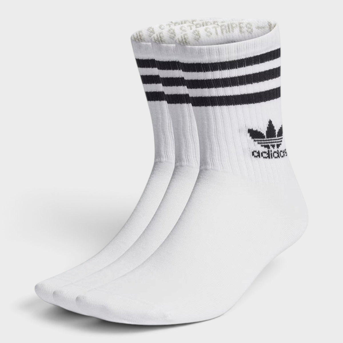 Mid Cut Crew Socks 3 Pairs White