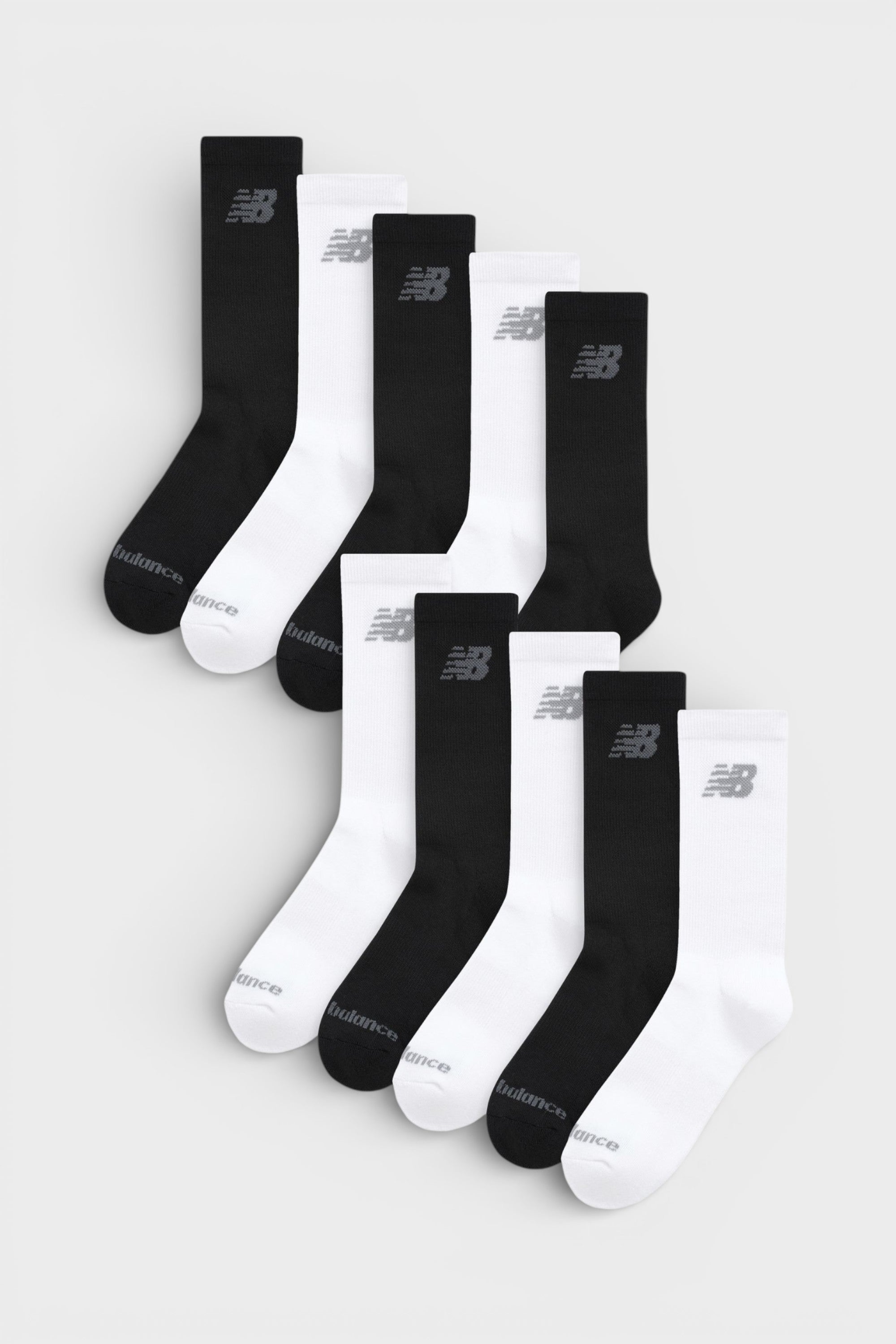 New Balance 10 Pack Cushioned Crew Socks Black White