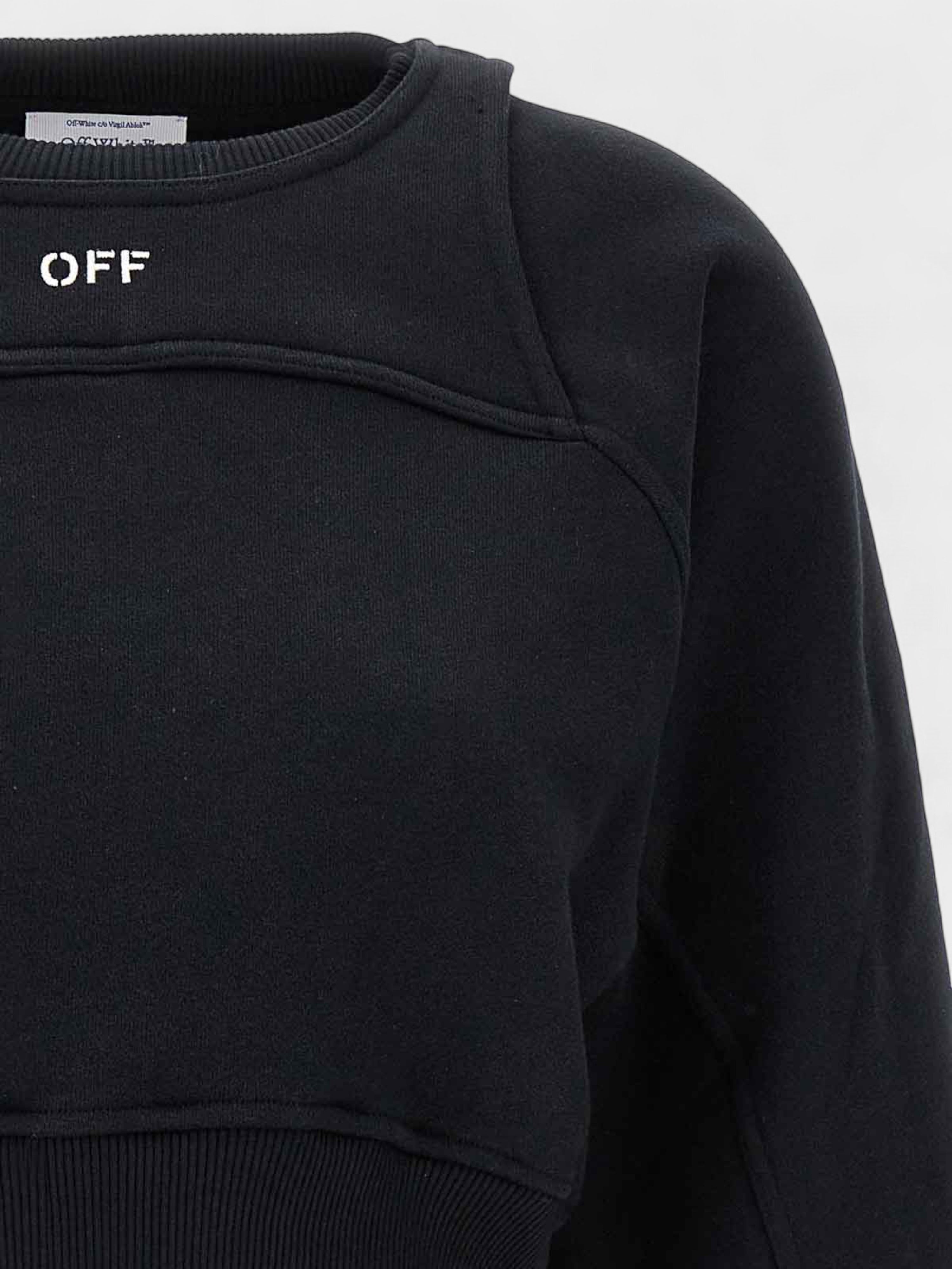 Off-White Off Stamp Round Crop Crewneck Black White