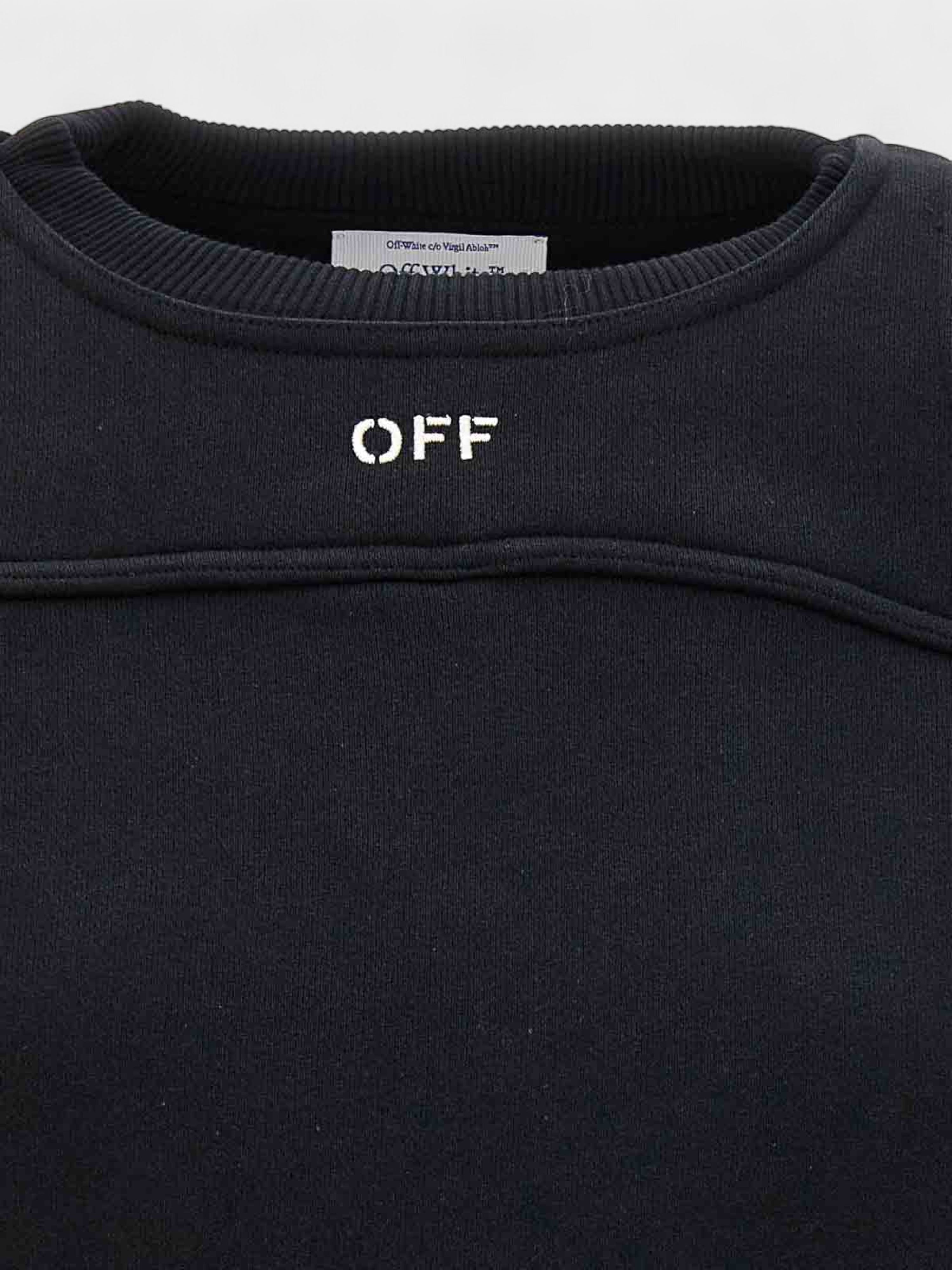Off-White Off Stamp Round Crop Crewneck Black White