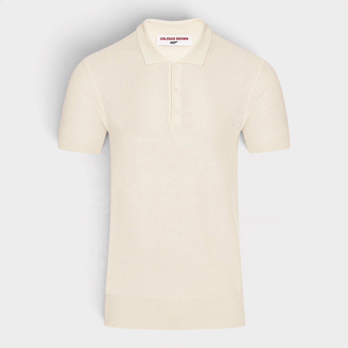 Silk Waffle Knit Polo Shirt Ivory