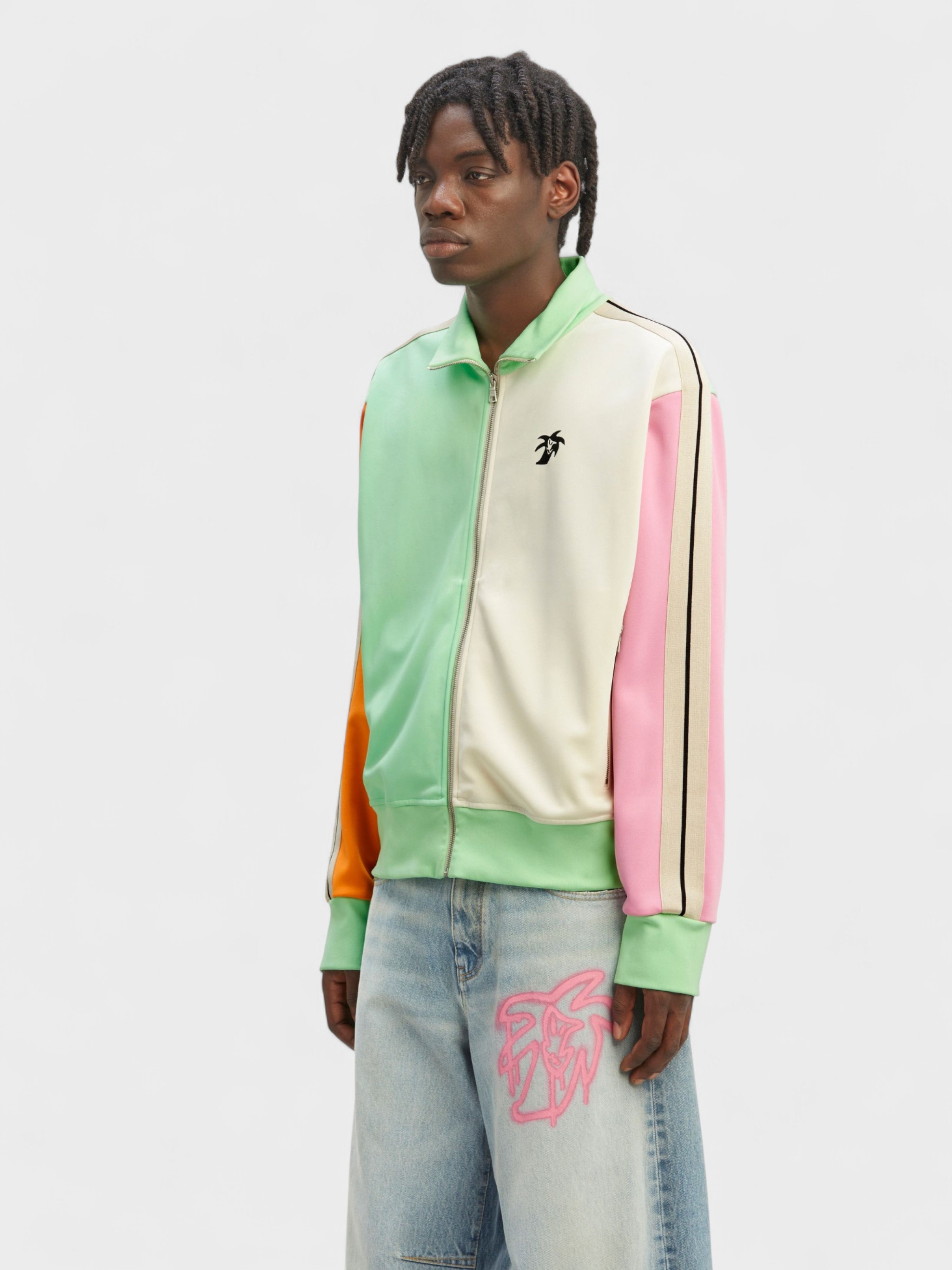 Palm Angels Shirt Collar Knit Track Jacket Light Green