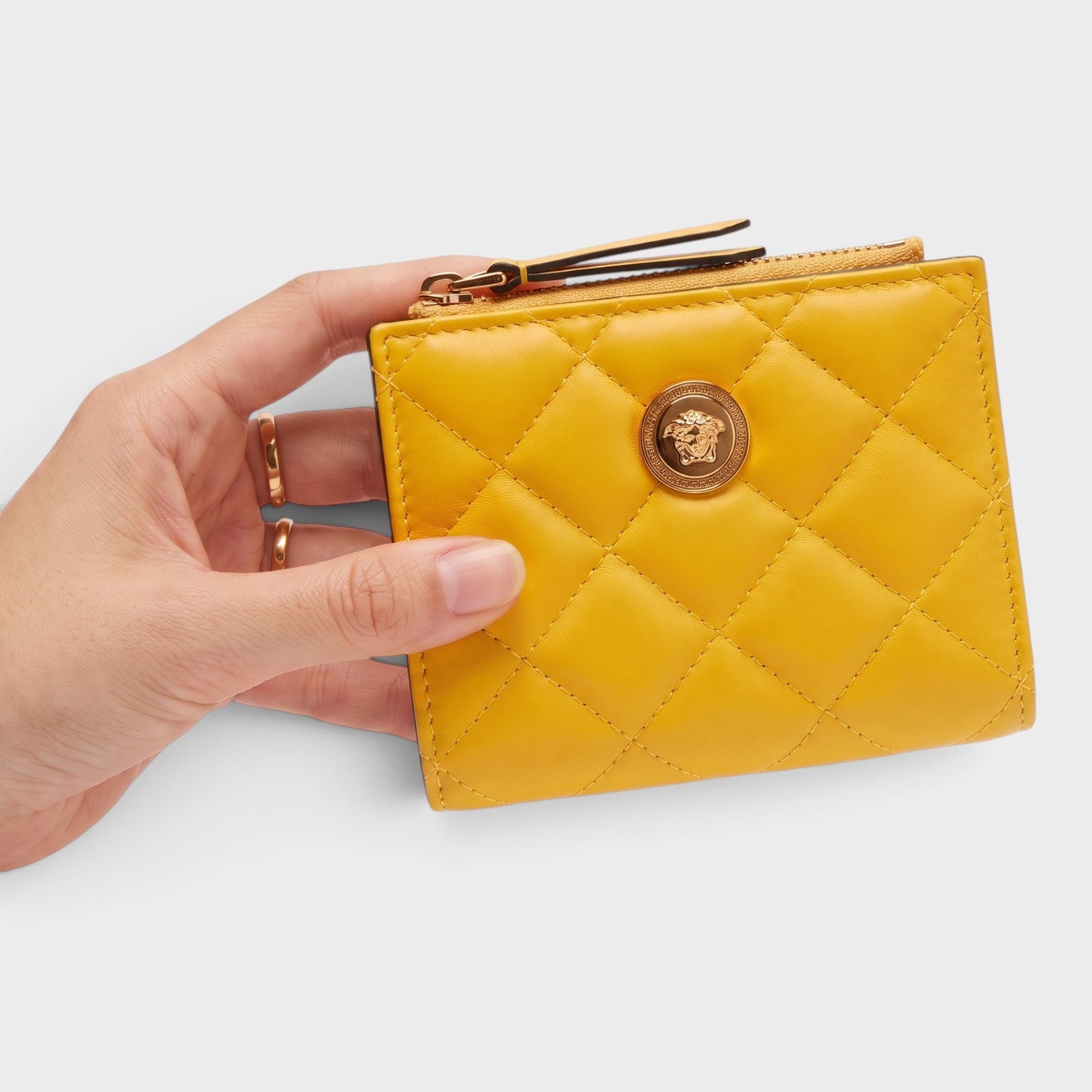 Medusa Quilted Wallet Mustard Yellow