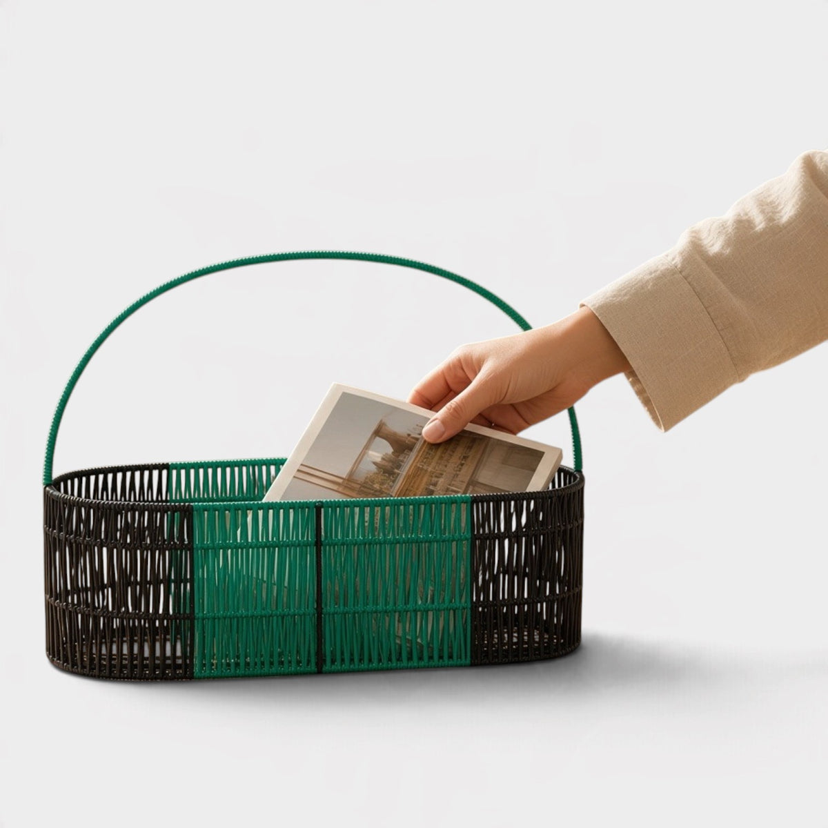 Storage Basket Moss Green Black